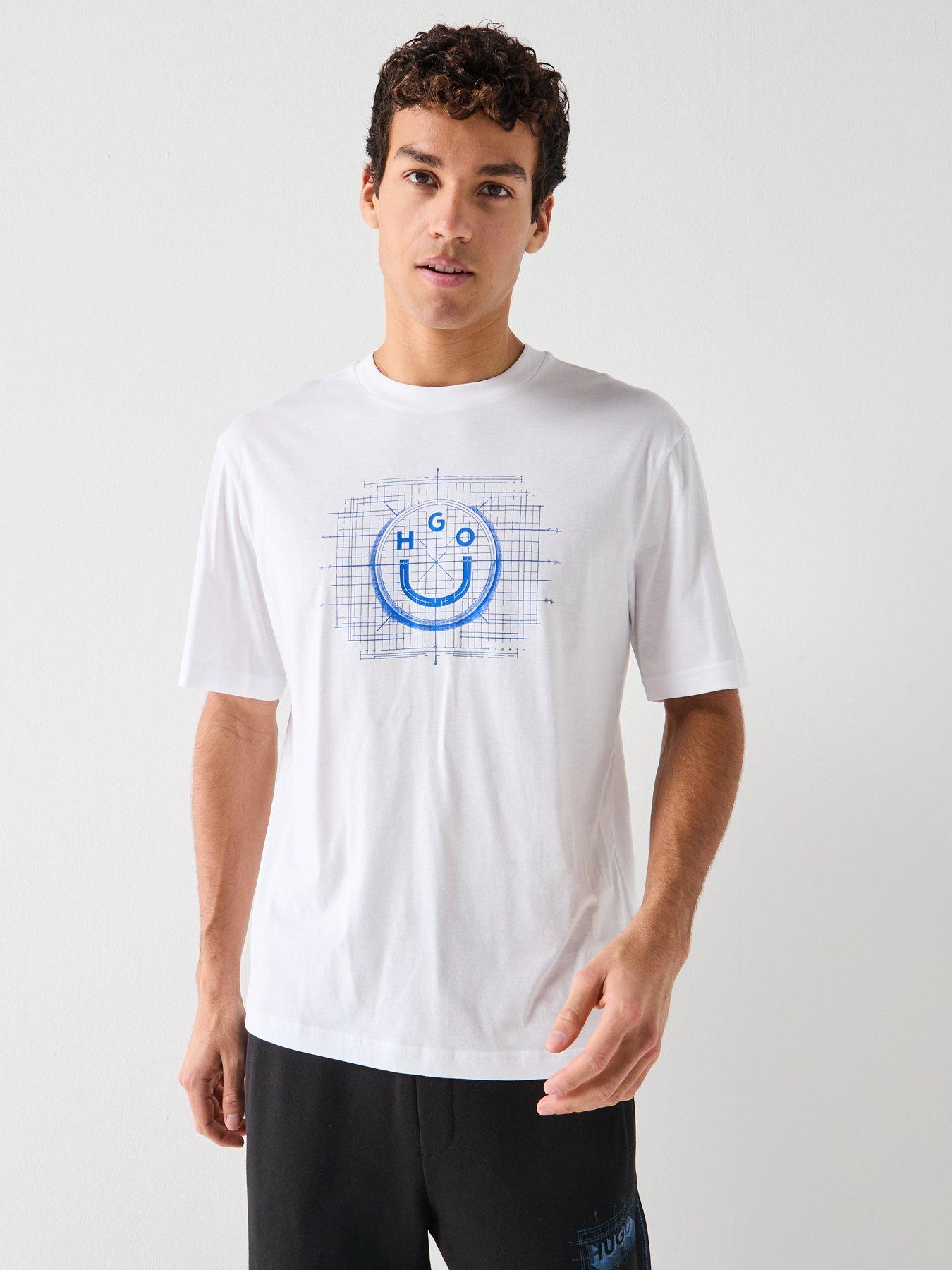 HUGO Blue Namerix Graphic T-Shirt - White
