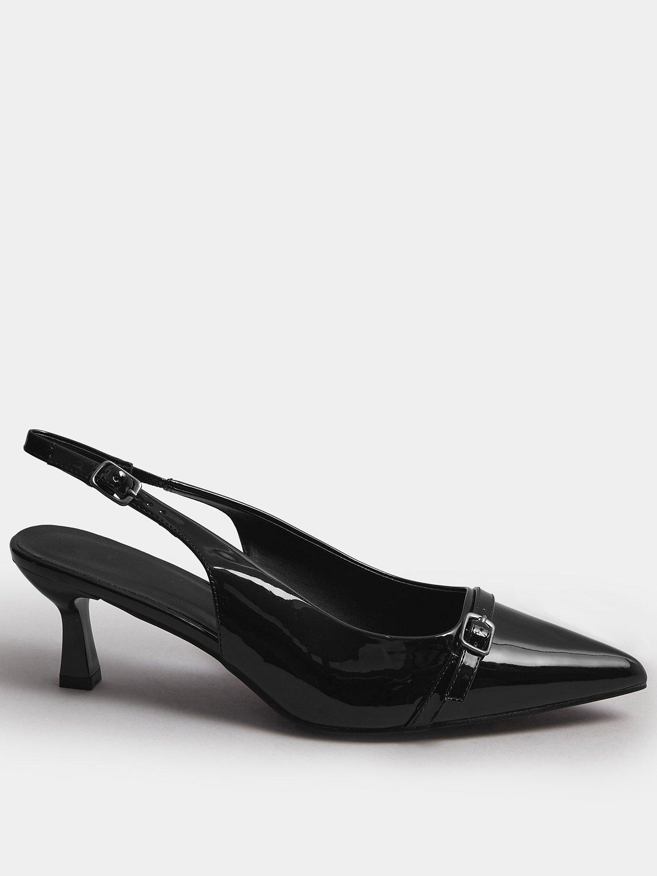 undefined Extra Wide Fit Slingback Buckle Court Heel - Black