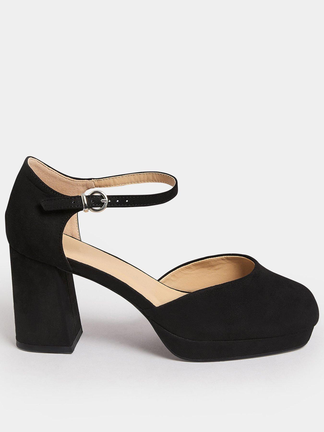 Image 1 of 4 of Yours Wide Fit Platform Court Shoe - Black