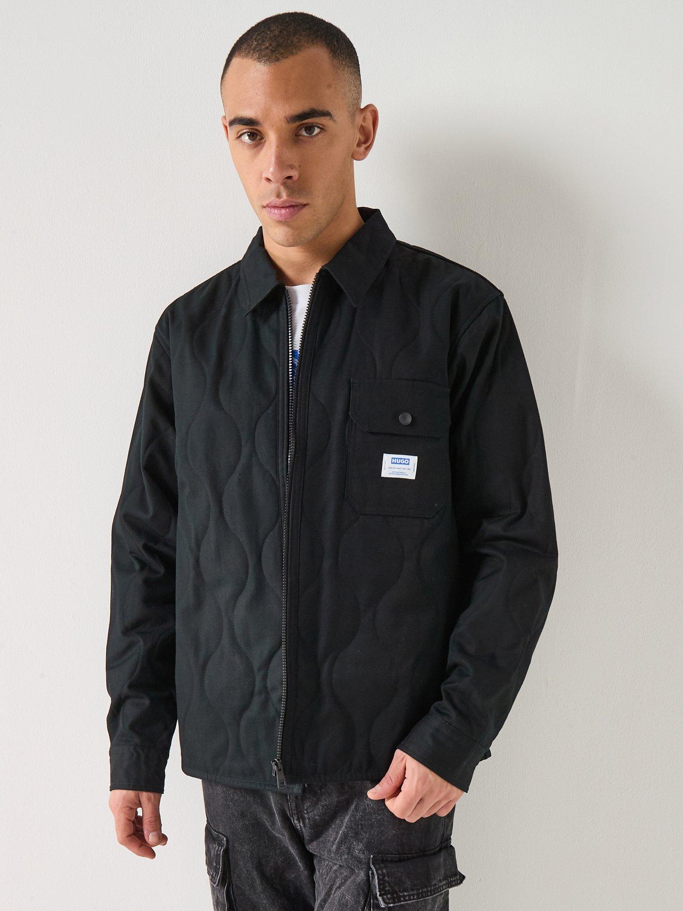 Image 1 of 6 of HUGO Blue Ebey Relaxed Fit Quilted Zip Jacket - Black