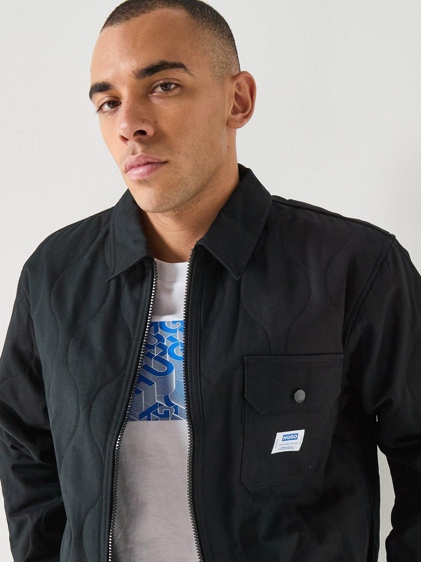 Image 4 of 6 of HUGO Blue Ebey Relaxed Fit Quilted Zip Jacket - Black