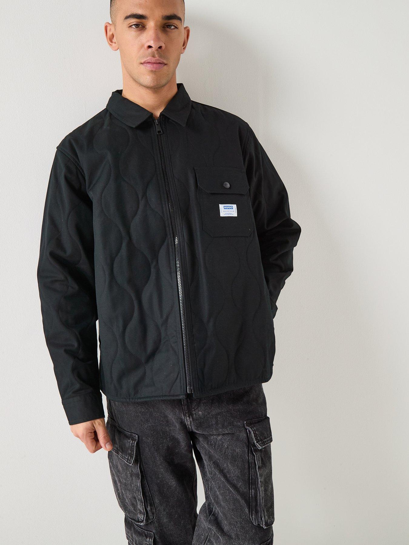 Image 5 of 6 of HUGO Blue Ebey Relaxed Fit Quilted Zip Jacket - Black