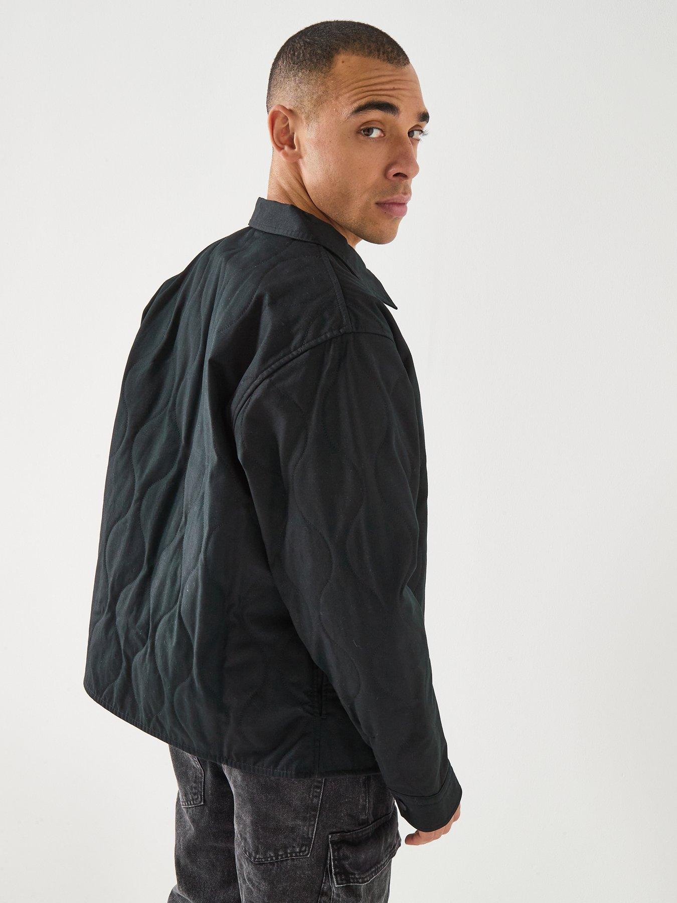 Image 6 of 6 of HUGO Blue Ebey Relaxed Fit Quilted Zip Jacket - Black