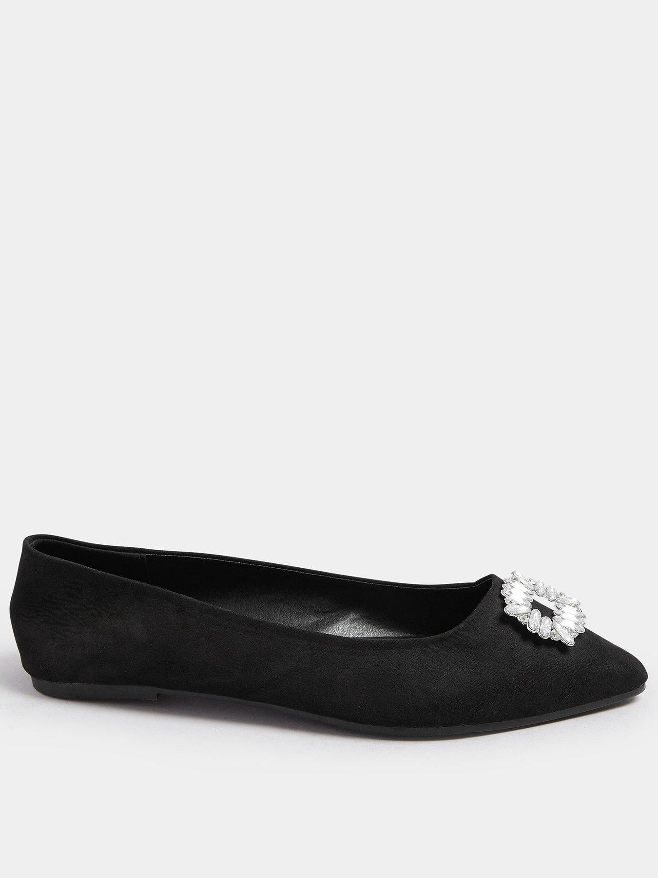 undefined Extra Wide Fit Flat Point Diamante Pump - Black