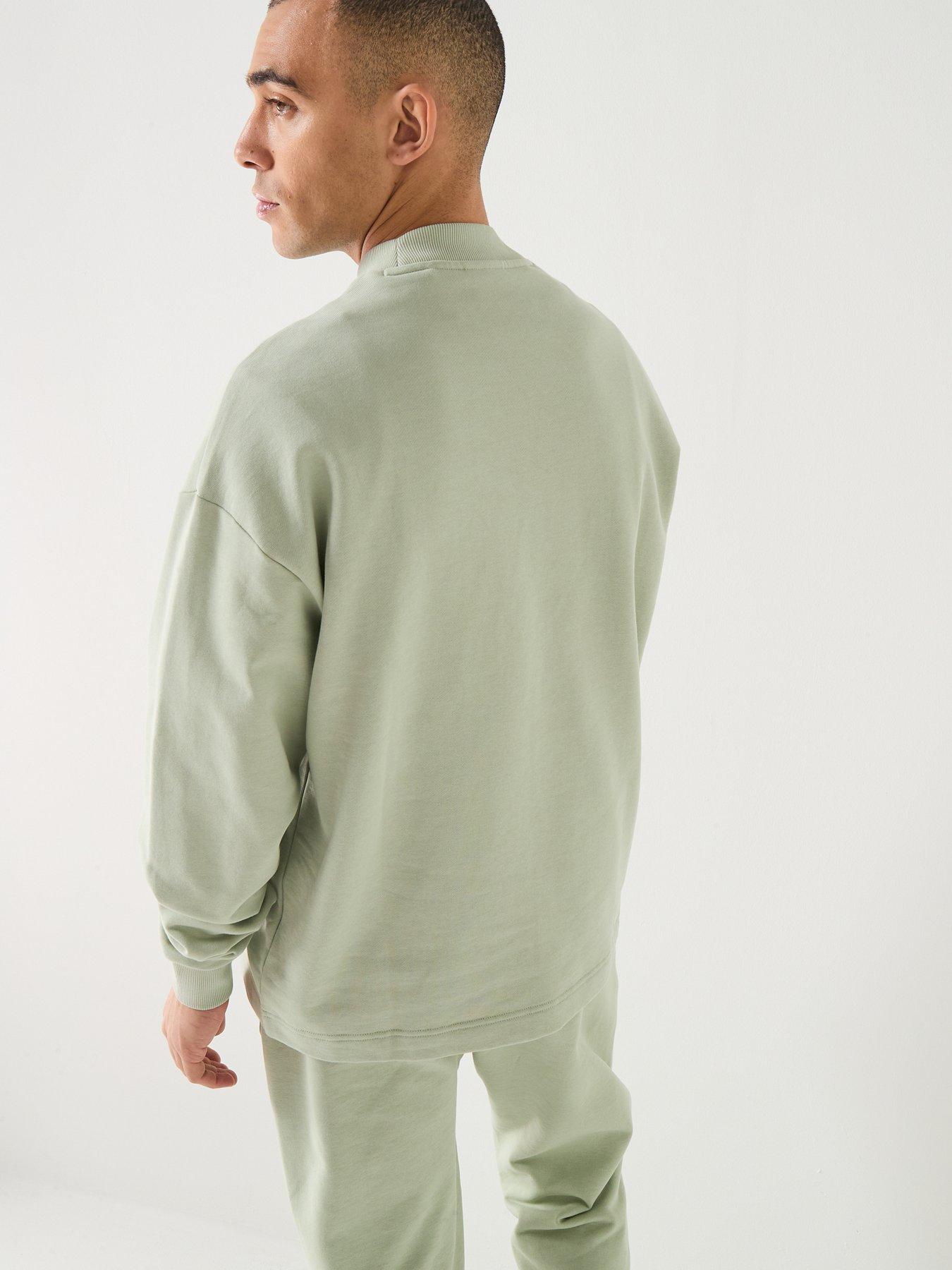  image of hugo-blue-nedro-regular-fit-crew-sweatshirt-light-green