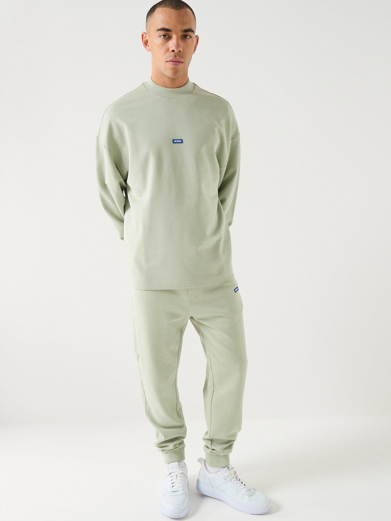  image of hugo-blue-nedro-regular-fit-crew-sweatshirt-light-green