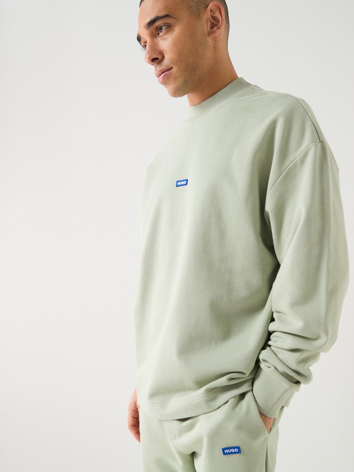  image of hugo-blue-nedro-regular-fit-crew-sweatshirt-light-green