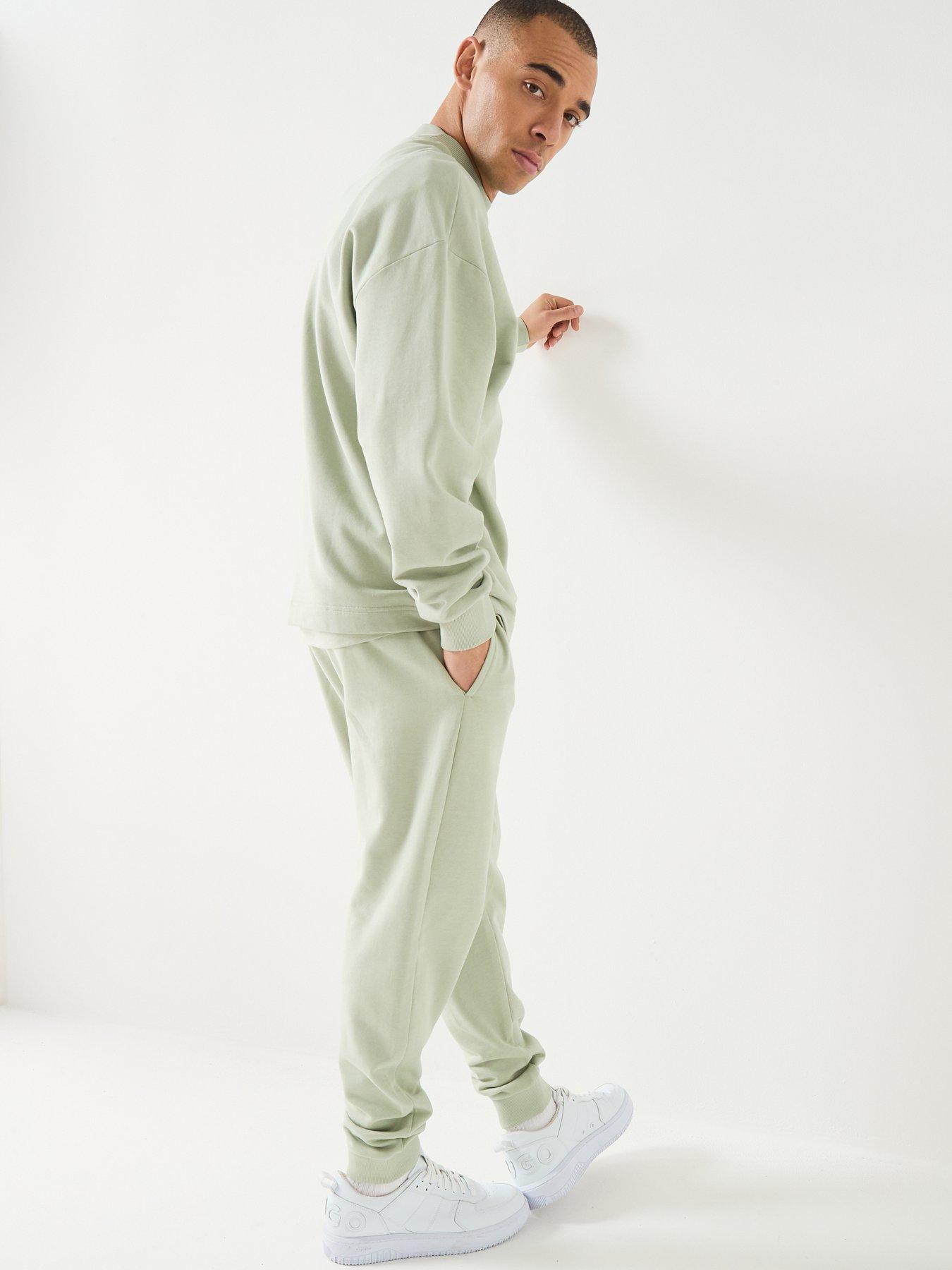  image of hugo-blue-nedro-regular-fit-crew-sweatshirt-light-green