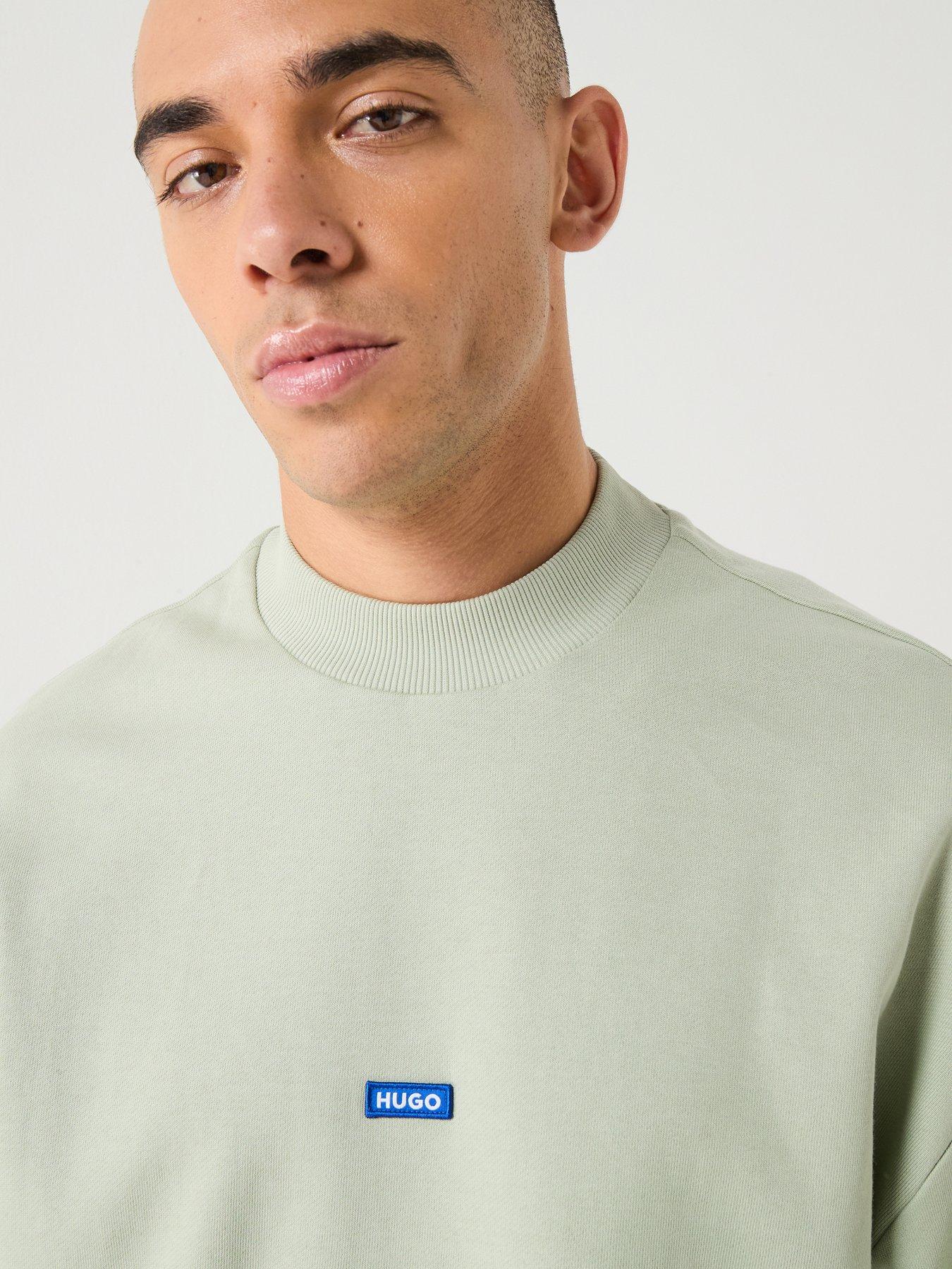  image of hugo-blue-nedro-regular-fit-crew-sweatshirt-light-green