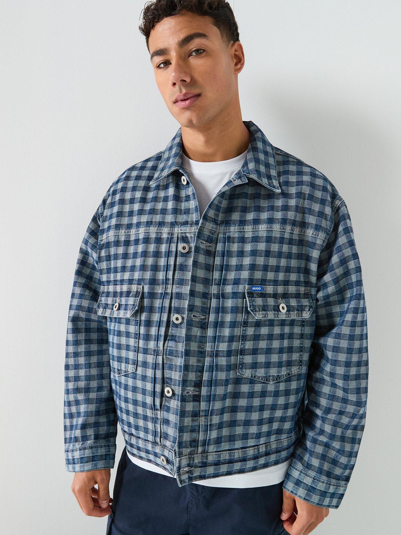 HUGO Blue Nial Relaxed Fit Canvas Jacket - Blue