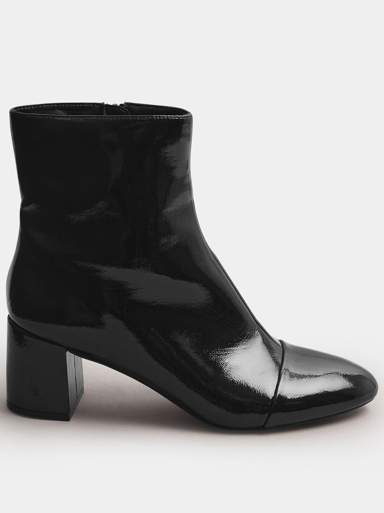 undefined Patent Block Heel Boot - Black
