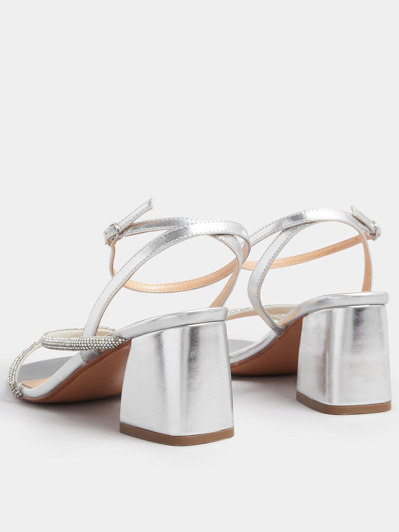 Image 3 of 4 of Yours Extra Wide Fit Diamante Block Heel Sandal - Silver