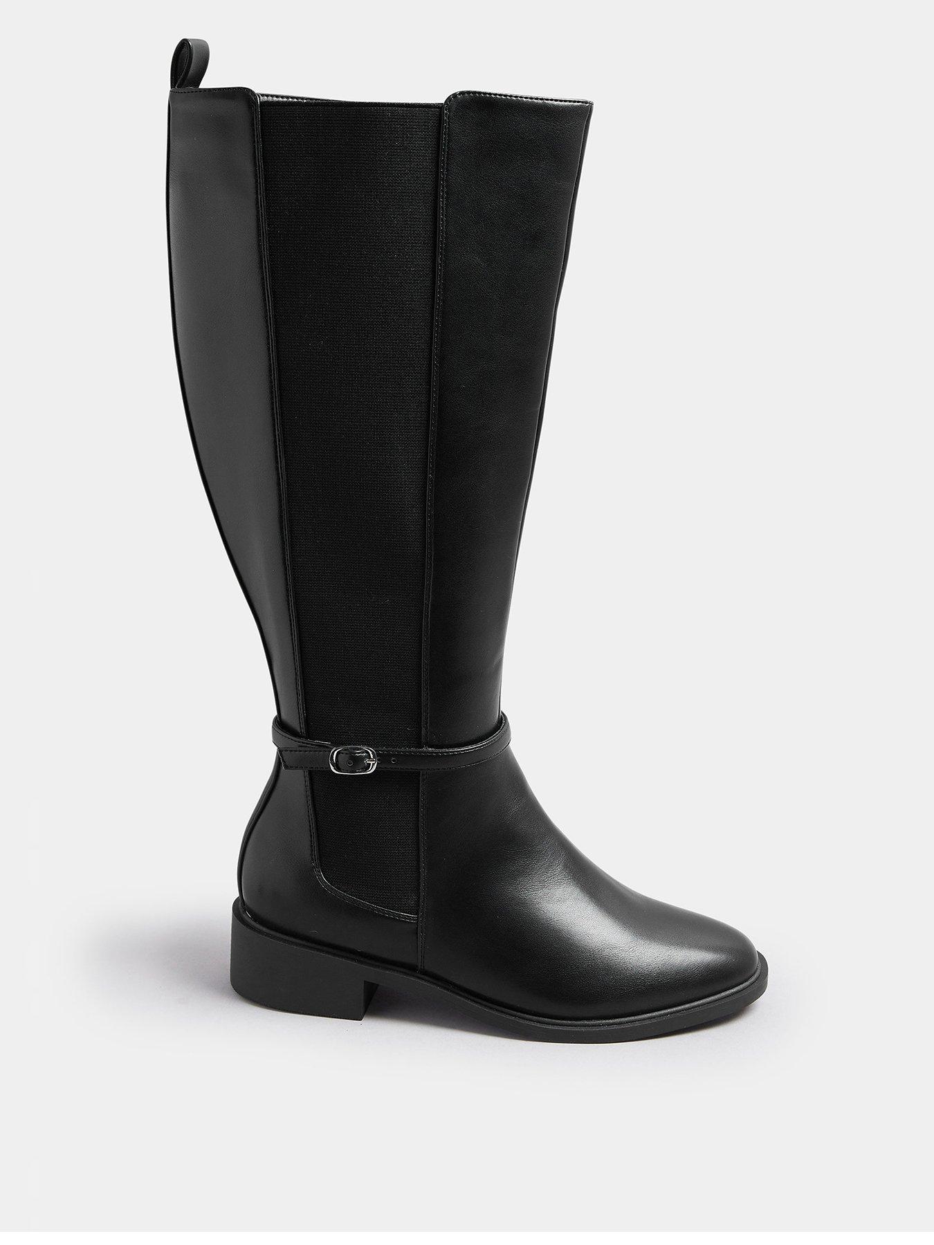 undefined Extra Wide Fit Elastic Riding Boot - Black