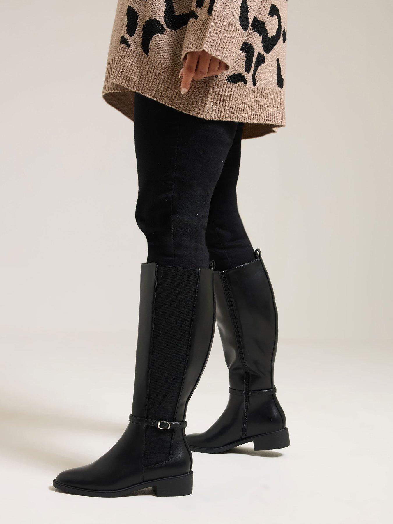 Image 4 of 4 of Yours Extra Wide Fit Elastic Riding Boot - Black