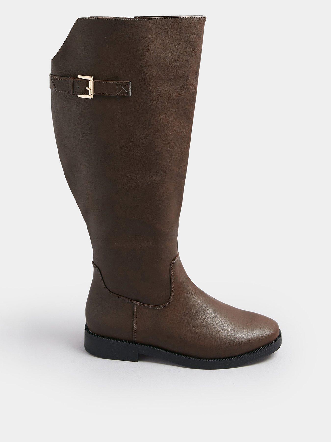 Image 1 of 4 of Yours Extra Wide Fit Metal Buckle Boot - Brown