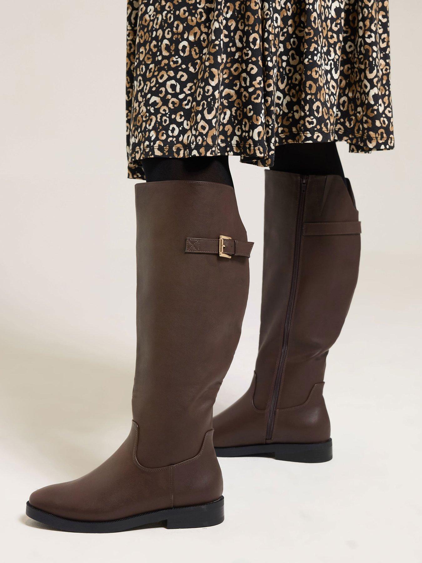 Image 4 of 4 of Yours Extra Wide Fit Metal Buckle Boot - Brown