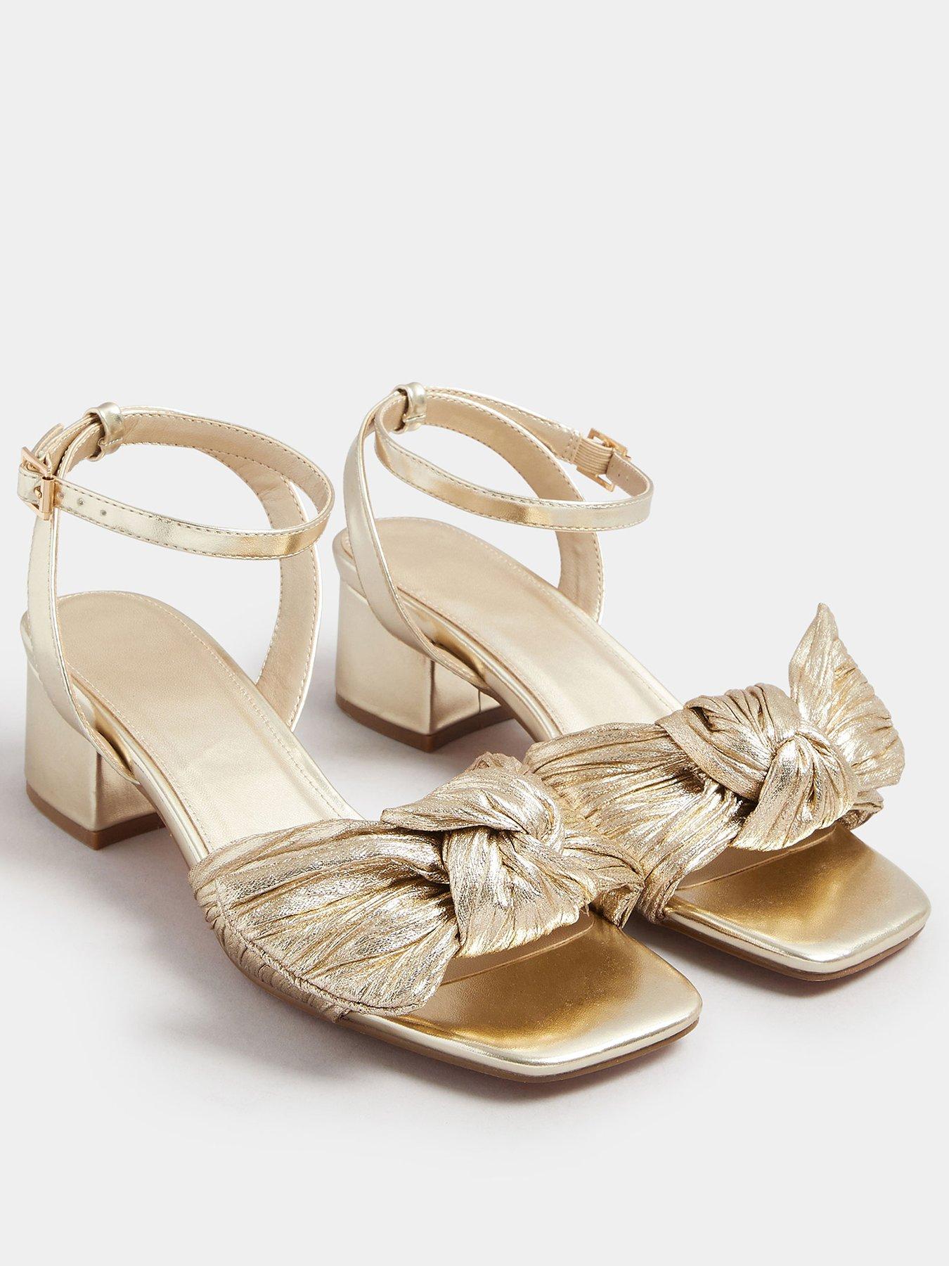 Image 2 of 4 of Yours Extra Wide Fit Bow Block Heel Sandal - Gold