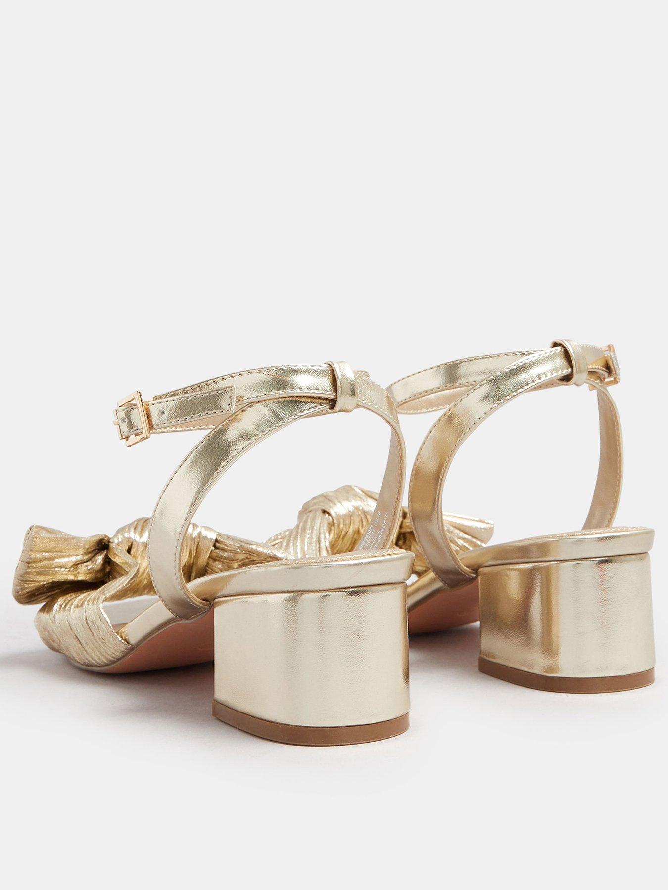 Image 3 of 4 of Yours Extra Wide Fit Bow Block Heel Sandal - Gold
