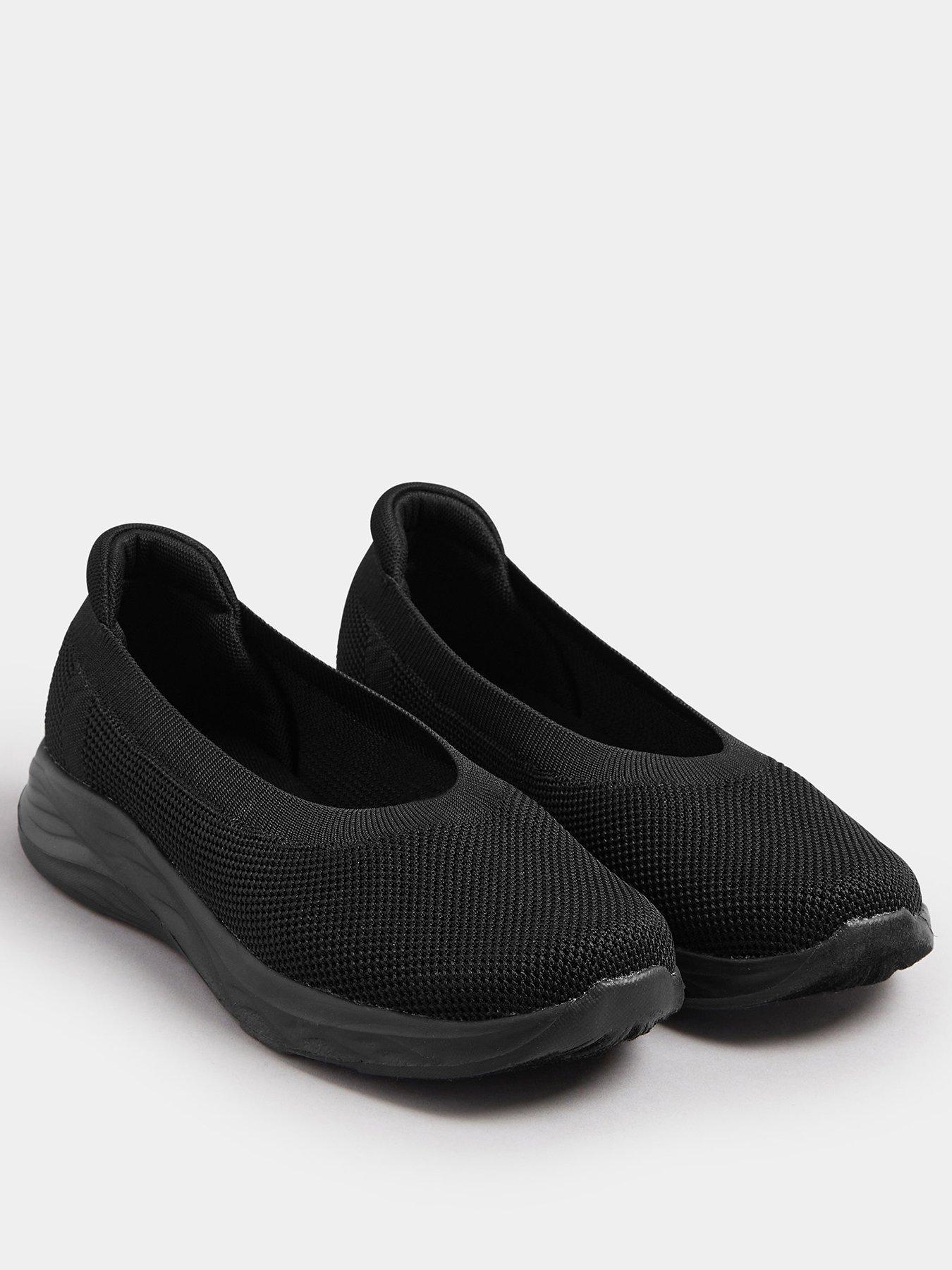 Image 2 of 4 of Yours Extra Wide Fit Knitted Ballet Trainer - Black