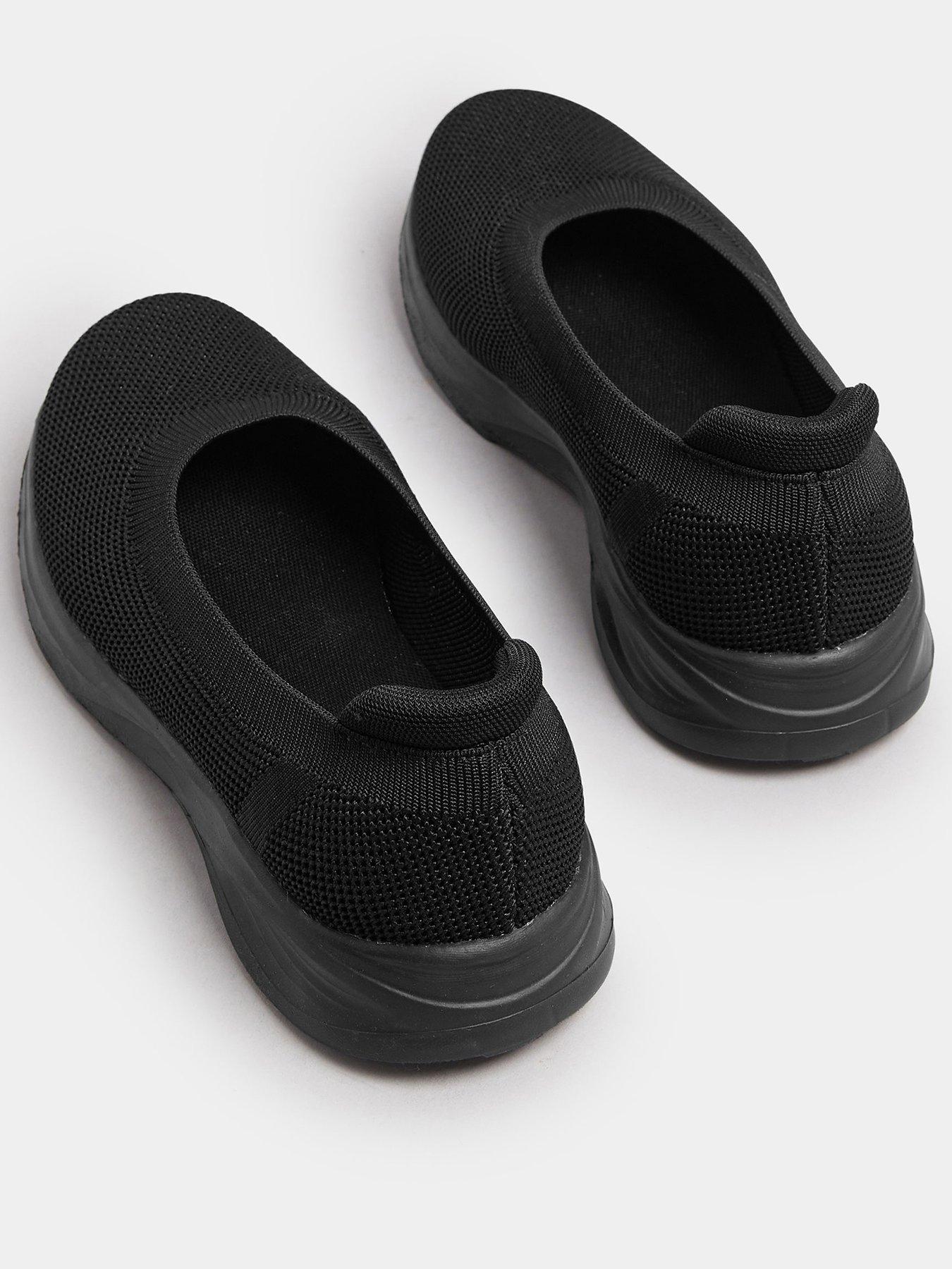 Image 3 of 4 of Yours Extra Wide Fit Knitted Ballet Trainer - Black