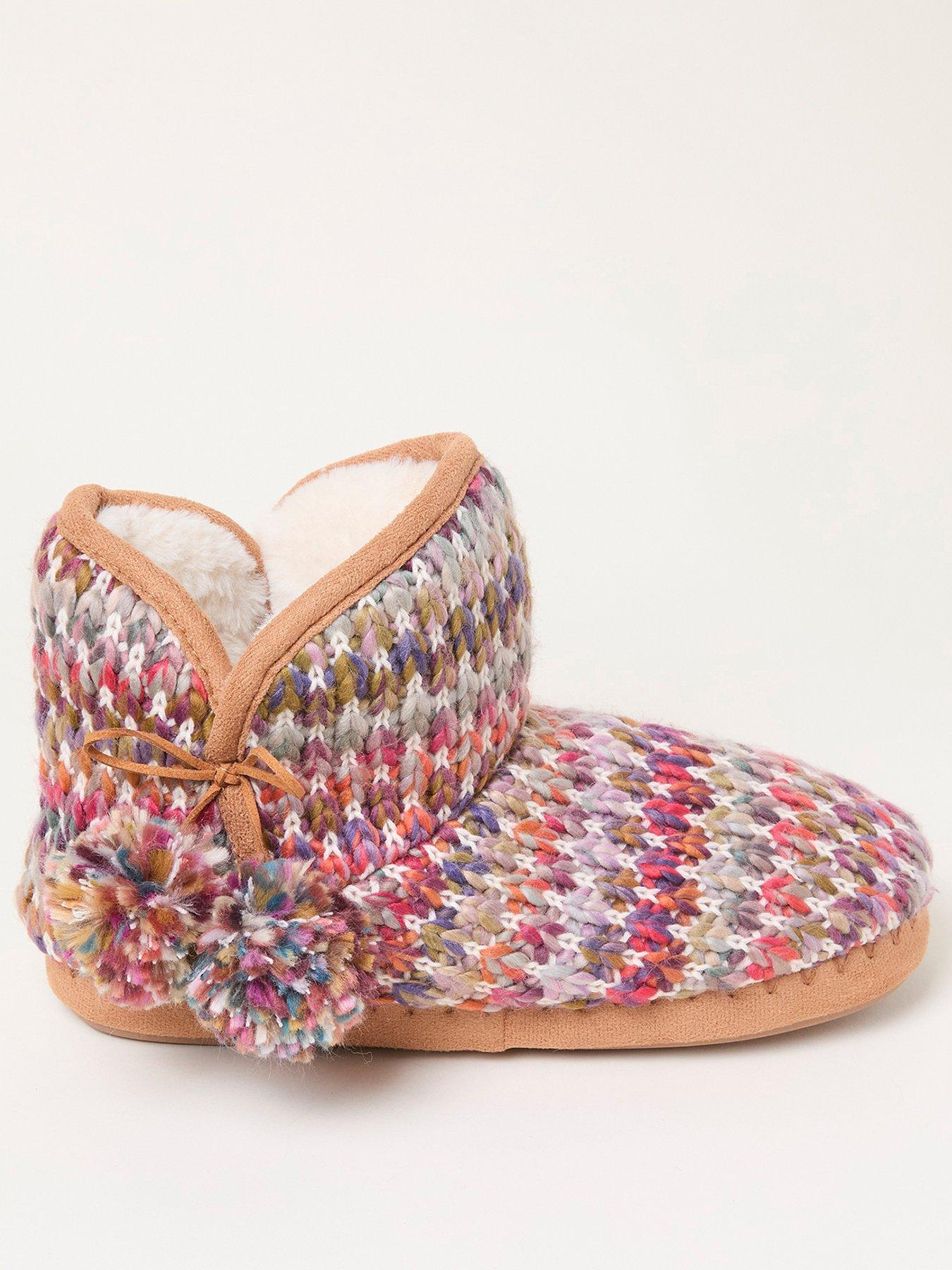 Image 1 of 3 of FatFace Sara Knit Slipper - Pink