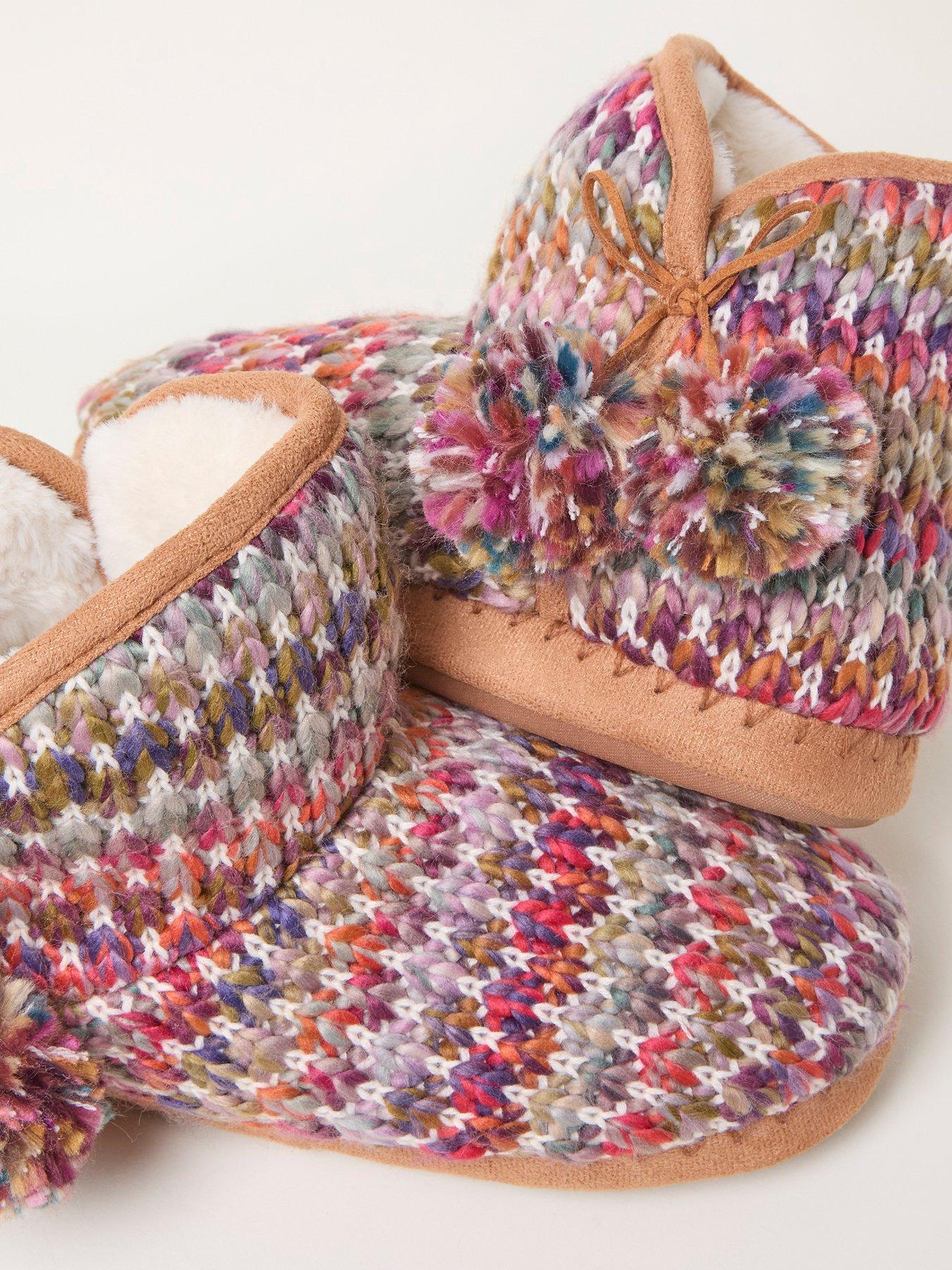 Image 3 of 3 of FatFace Sara Knit Slipper - Pink