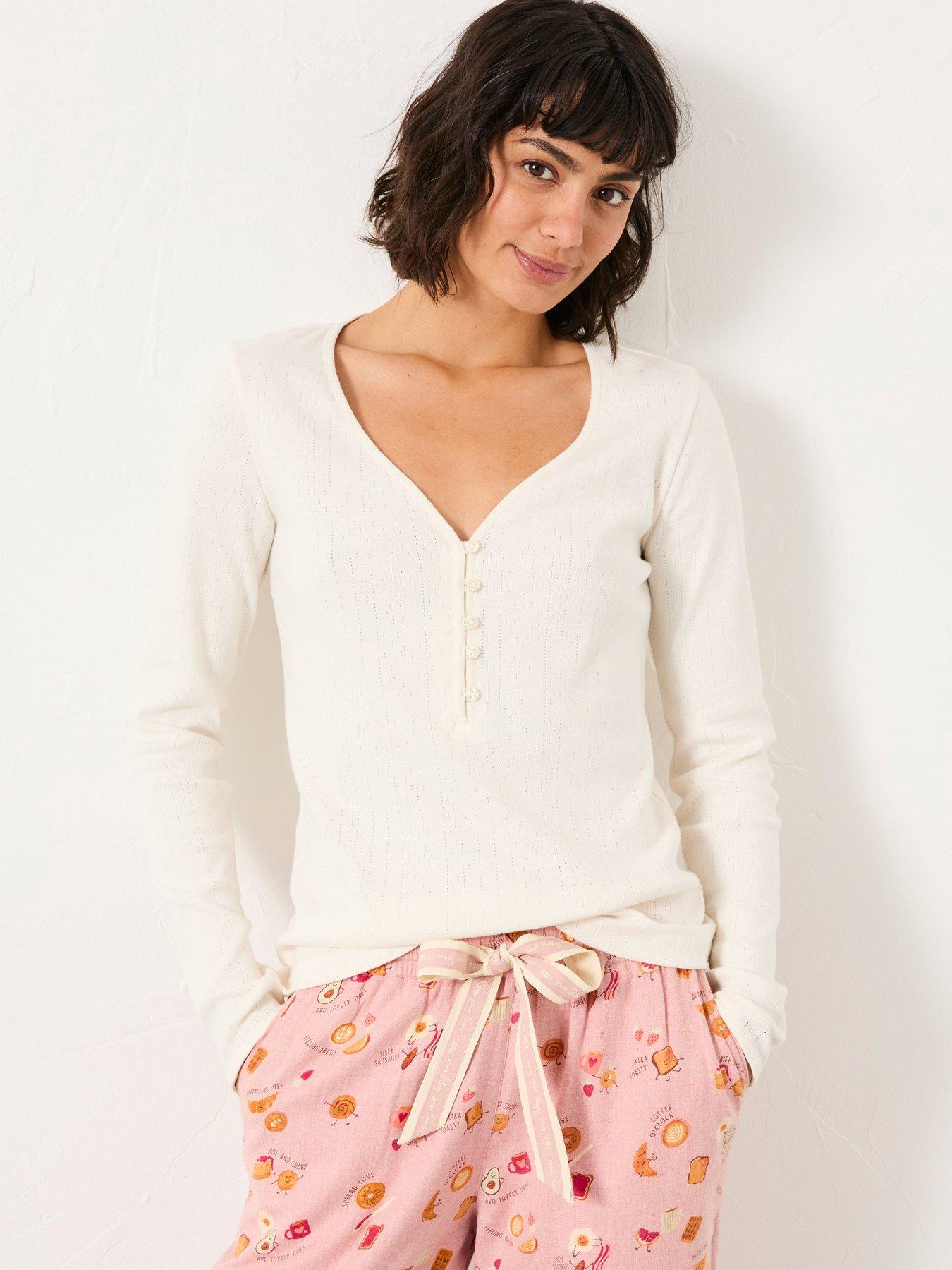 undefined Lila Pointelle Henley Top - White