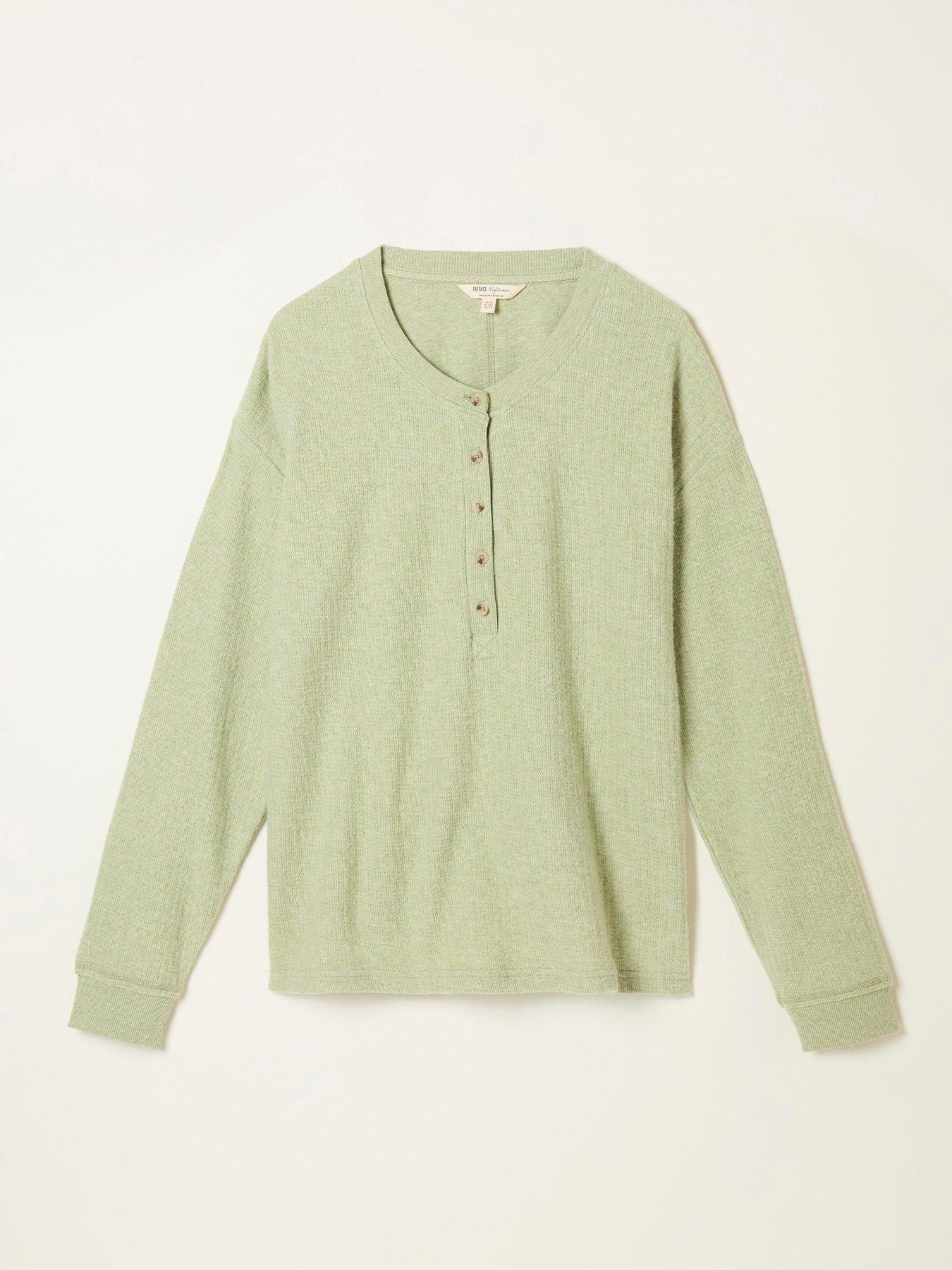  image of fatface-henley-lounge-top-green