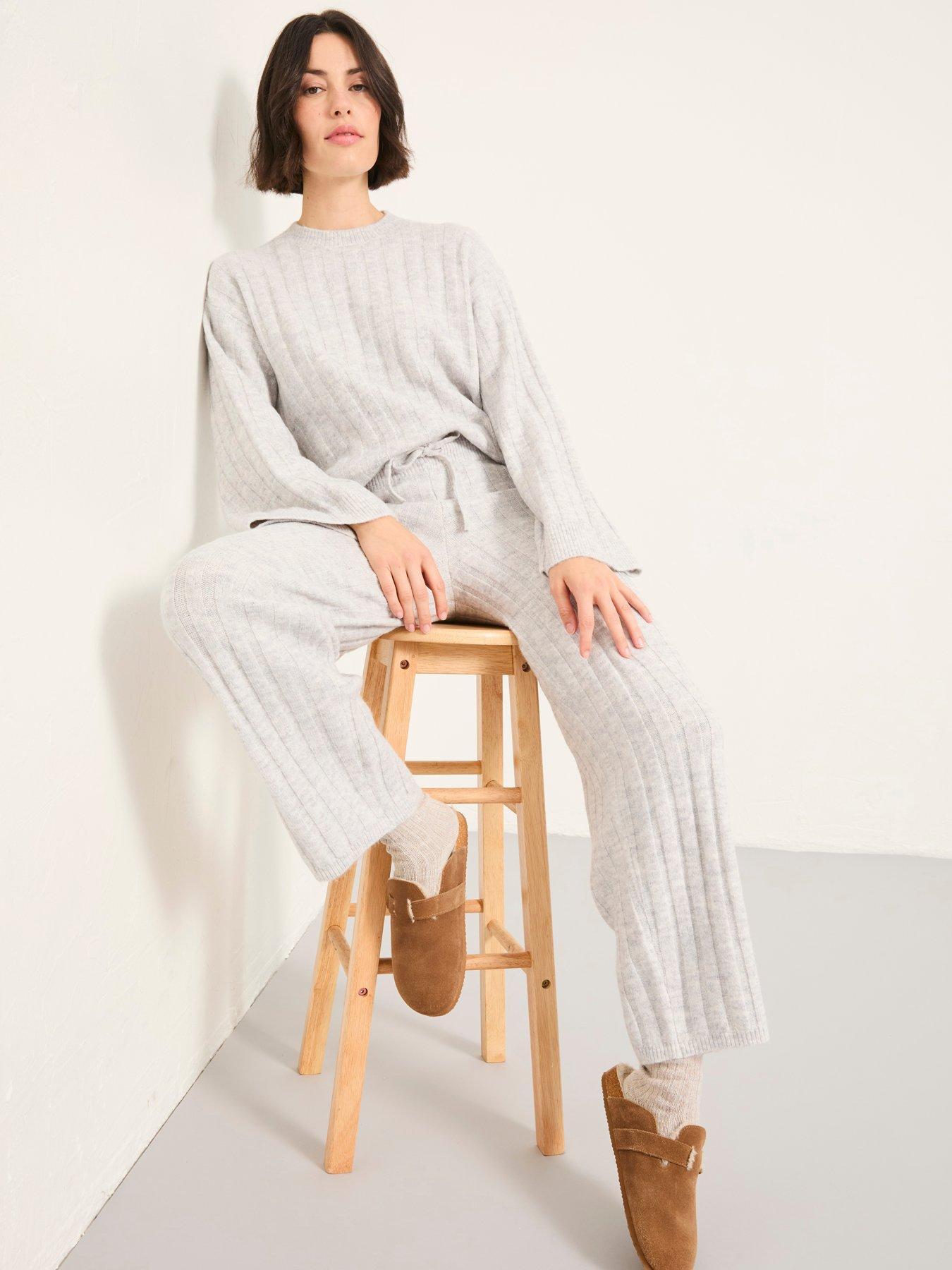  image of fatface-knit-wide-leg-lounge-grey