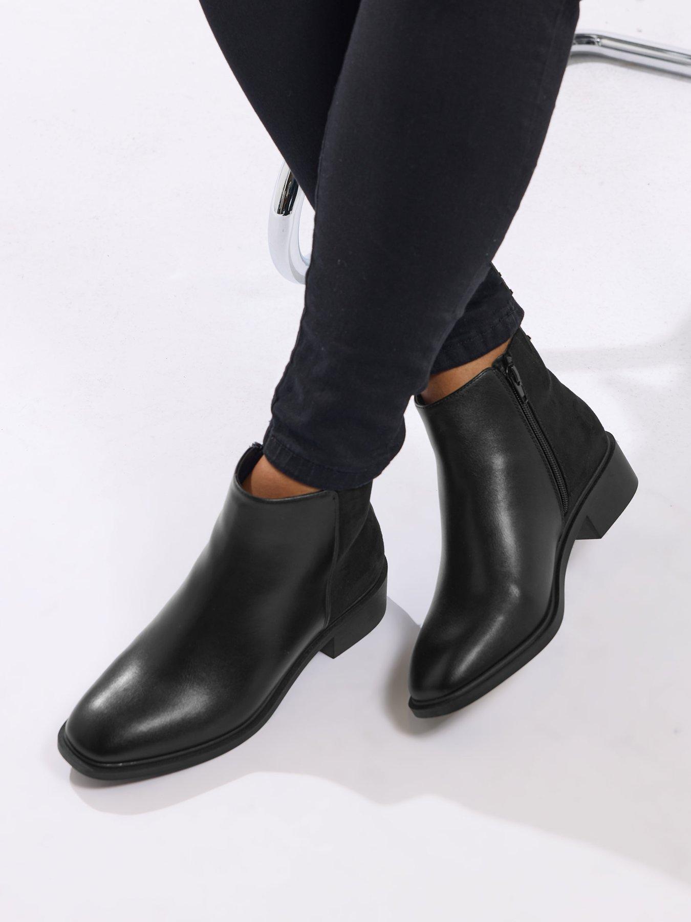  image of yours-wide-fit-metal-trim-ankle-boot-black