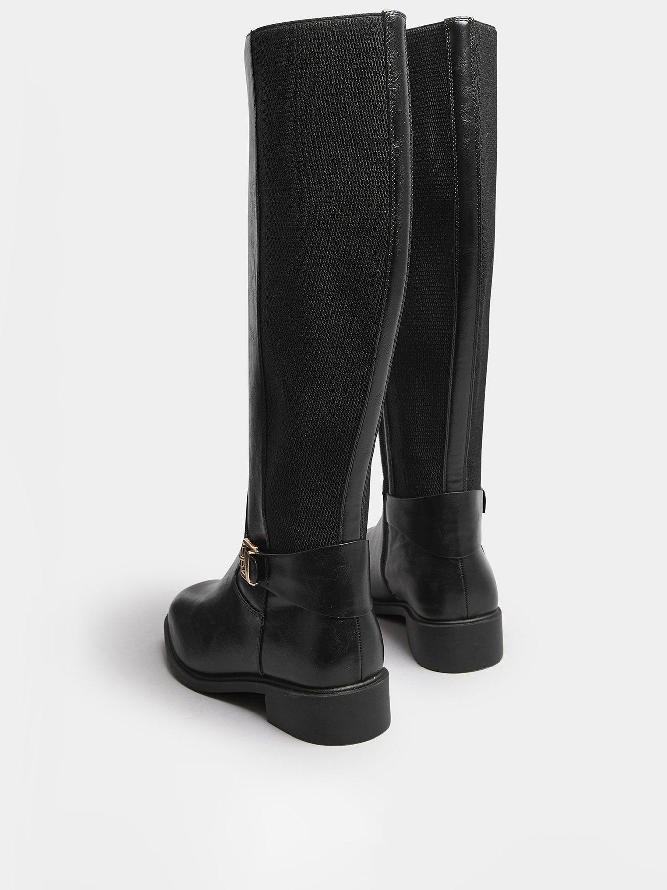 Image 3 of 4 of Yours Extra Wide Fit Buckle Stretch Knee Boots - Black
