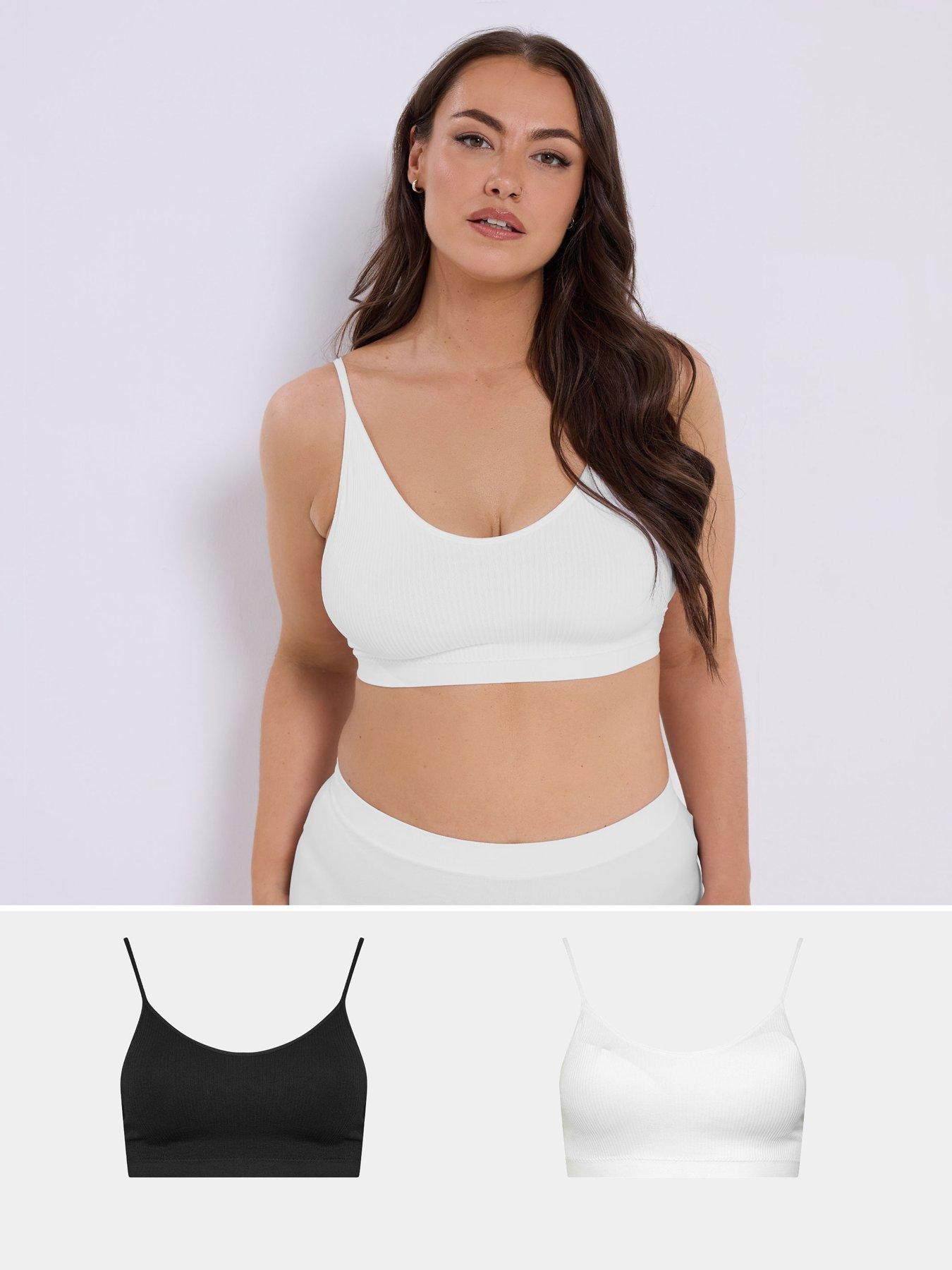 Yours Curve 2 Pack Seamless Rib Padded Bralette - Black
