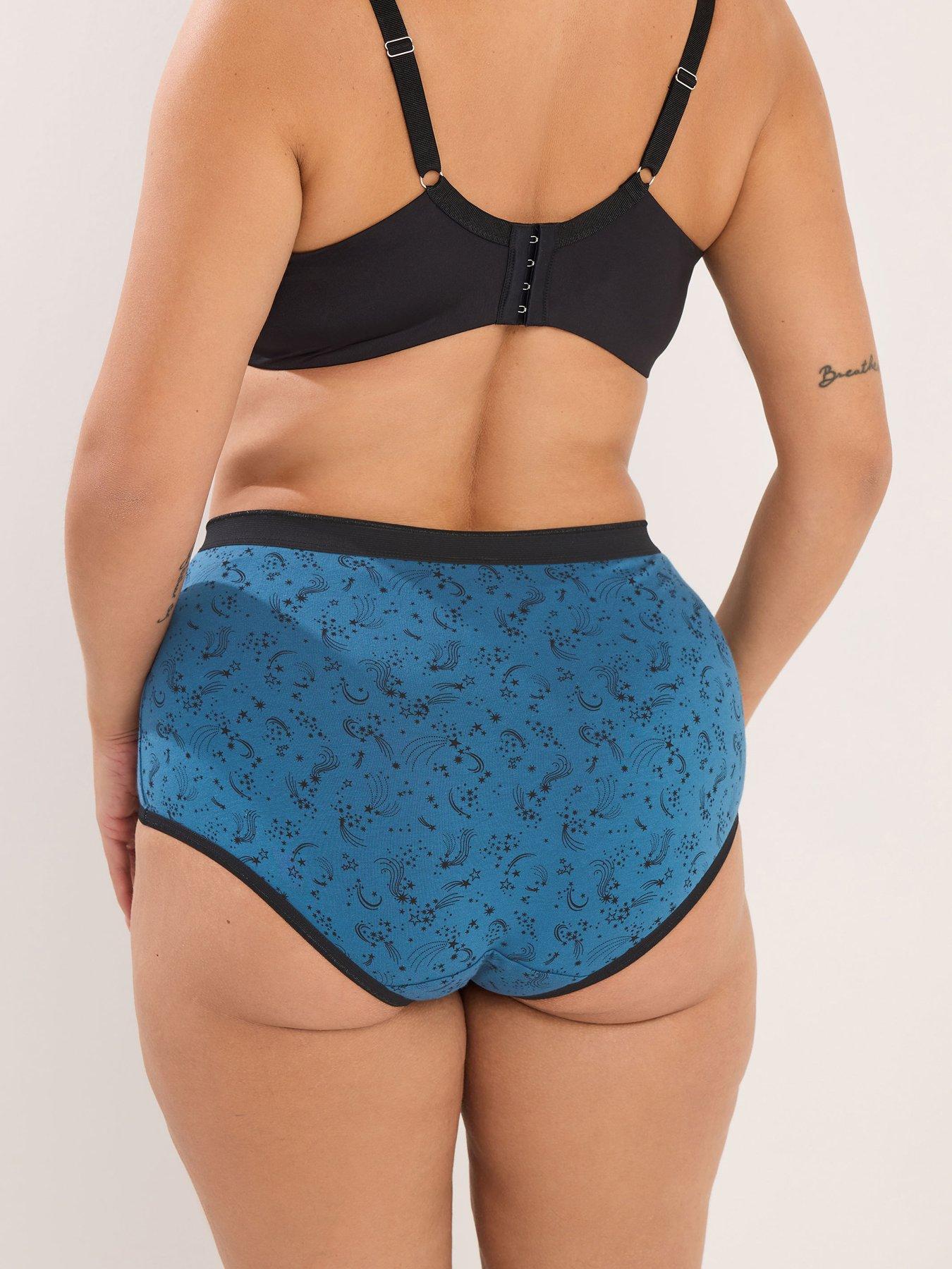 Image 2 of 4 of Yours Curve 5 Pack Shooting Star Full Briefs - Blue