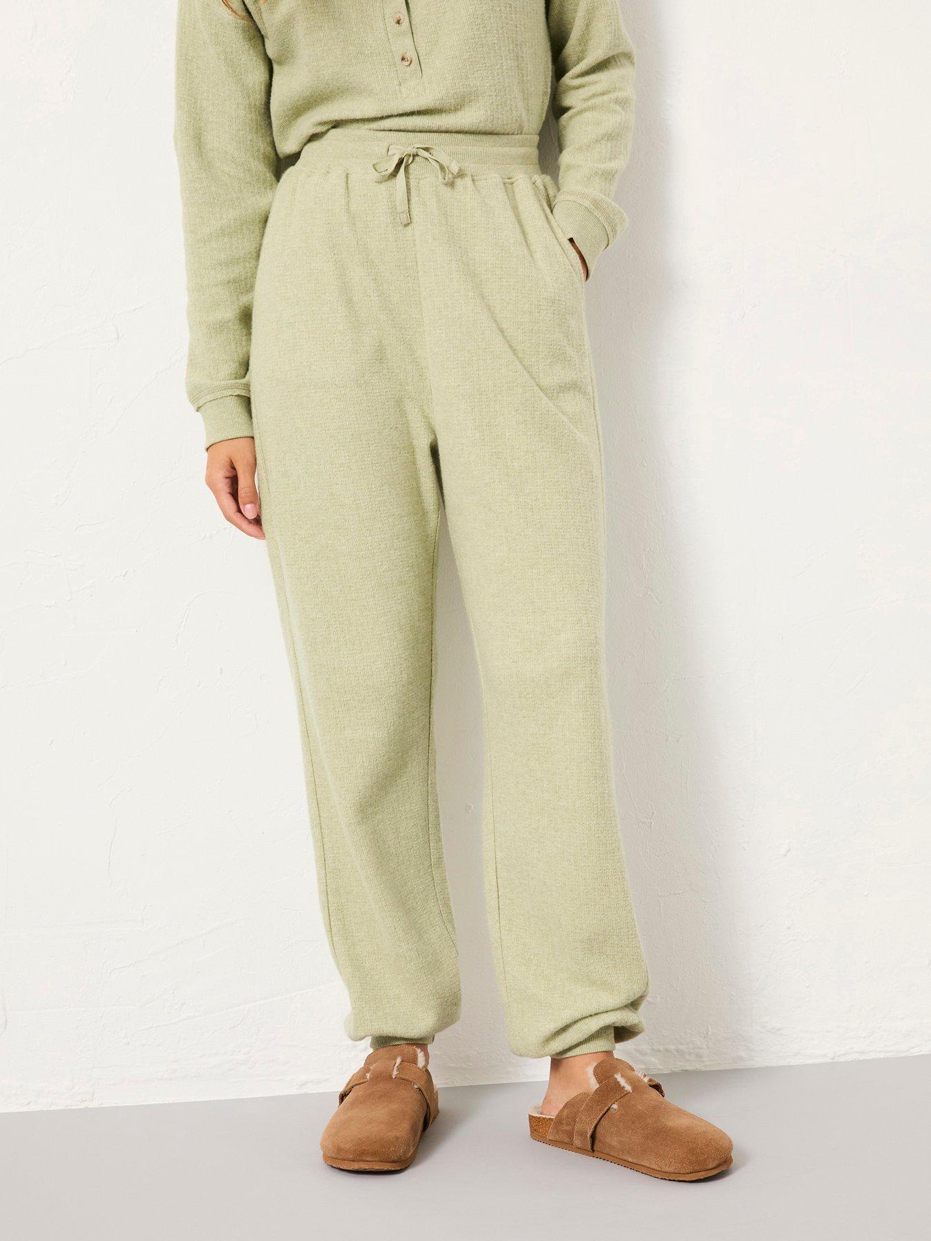 front image of fatface-cuffed-lounge-bottom-green