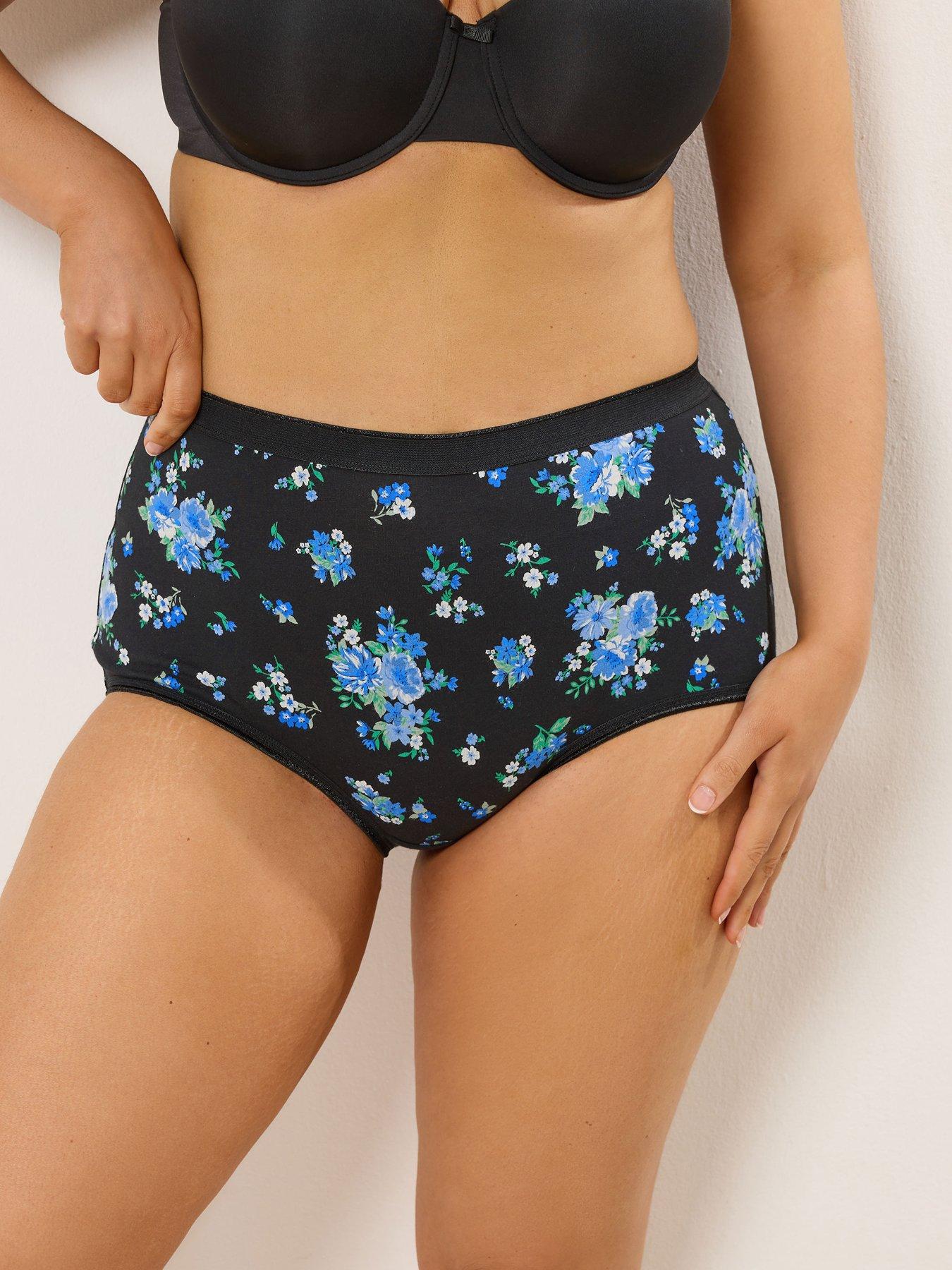  image of yours-curve-5-pack-floral-full-briefs-black