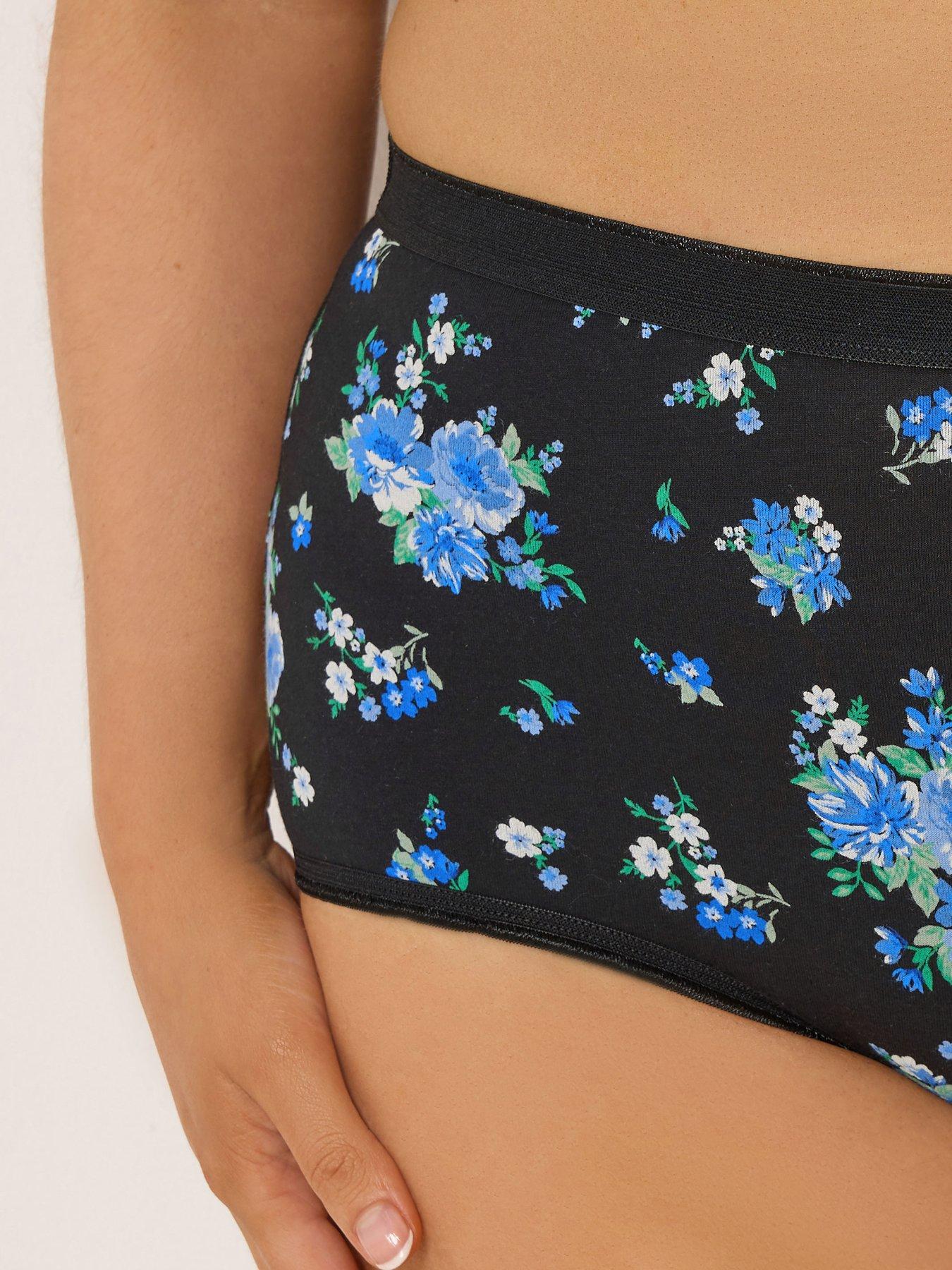  image of yours-curve-5-pack-floral-full-briefs-black