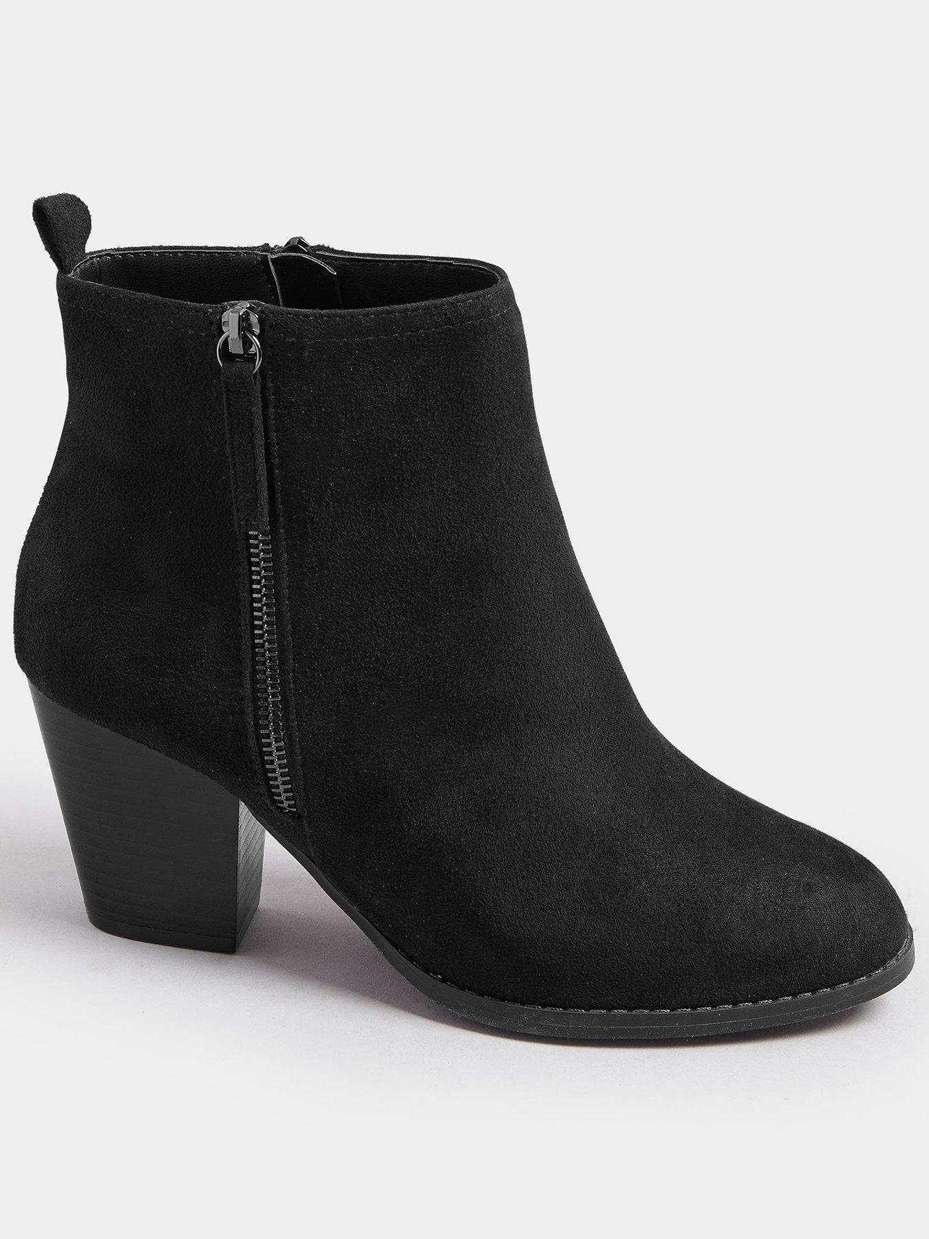 undefined Wide Fit Micro Side Zip Heel Boot - Black