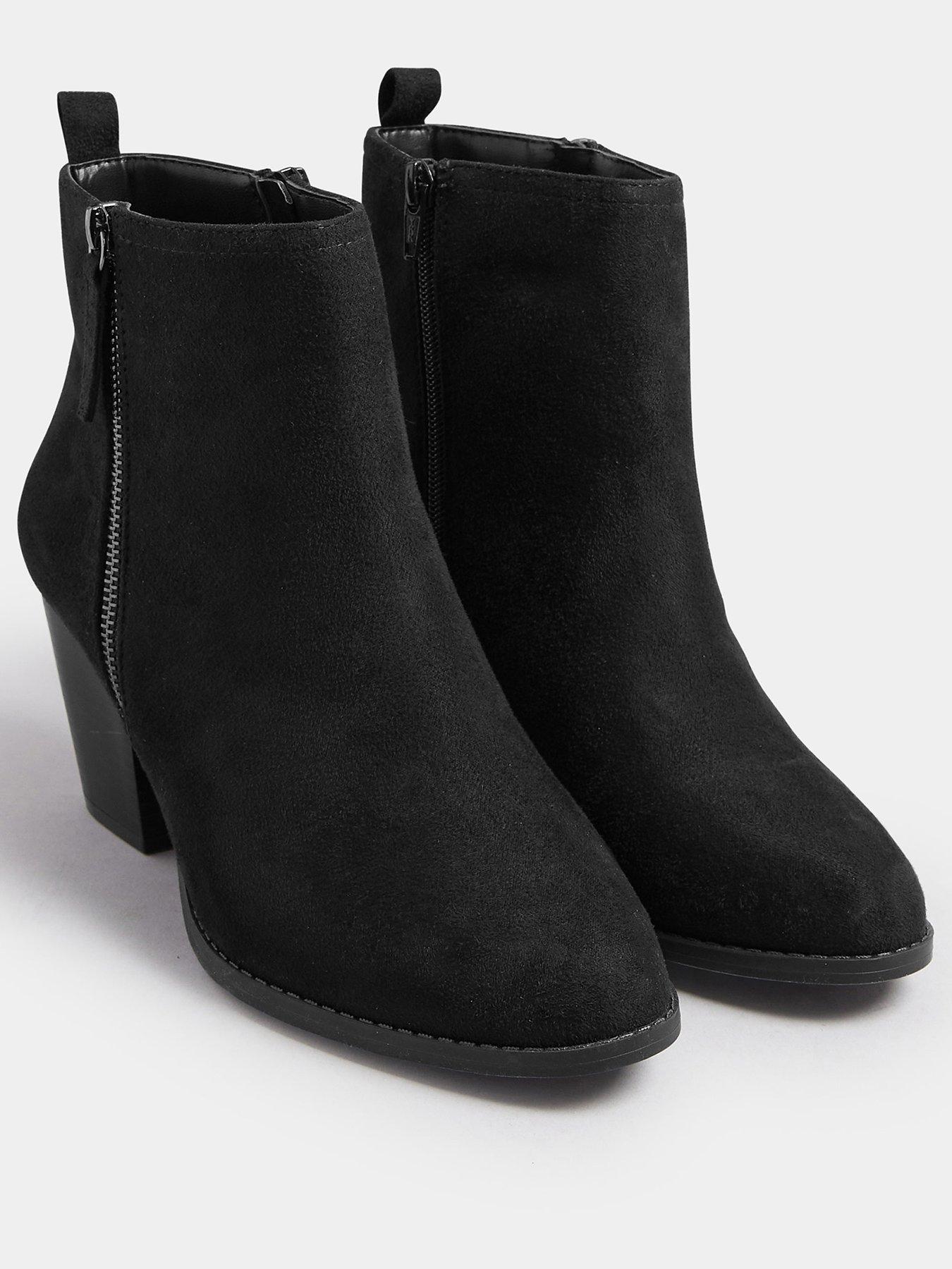 Image 2 of 4 of Yours Wide Fit Micro Side Zip Heel Boot - Black
