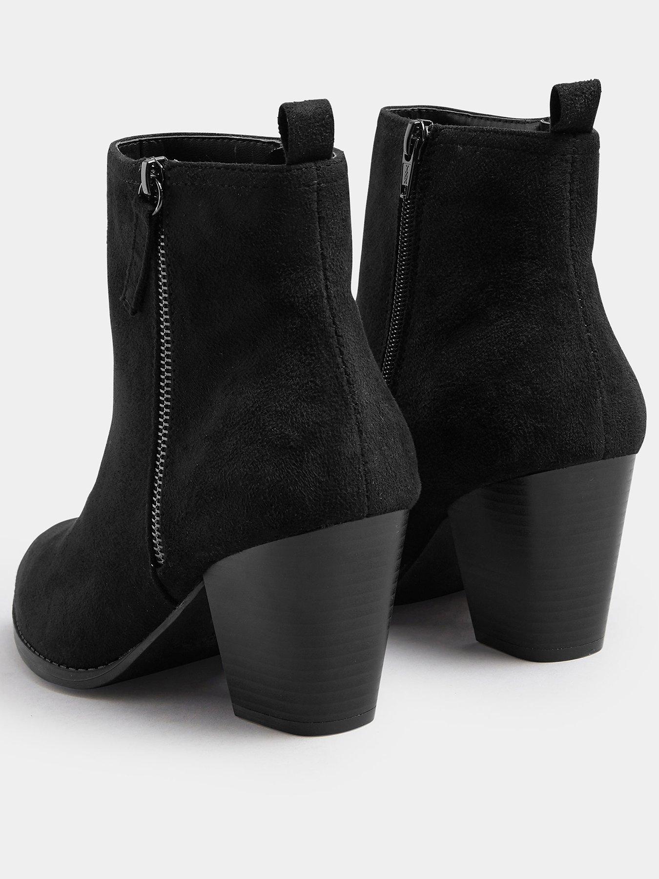 Image 3 of 4 of Yours Wide Fit Micro Side Zip Heel Boot - Black