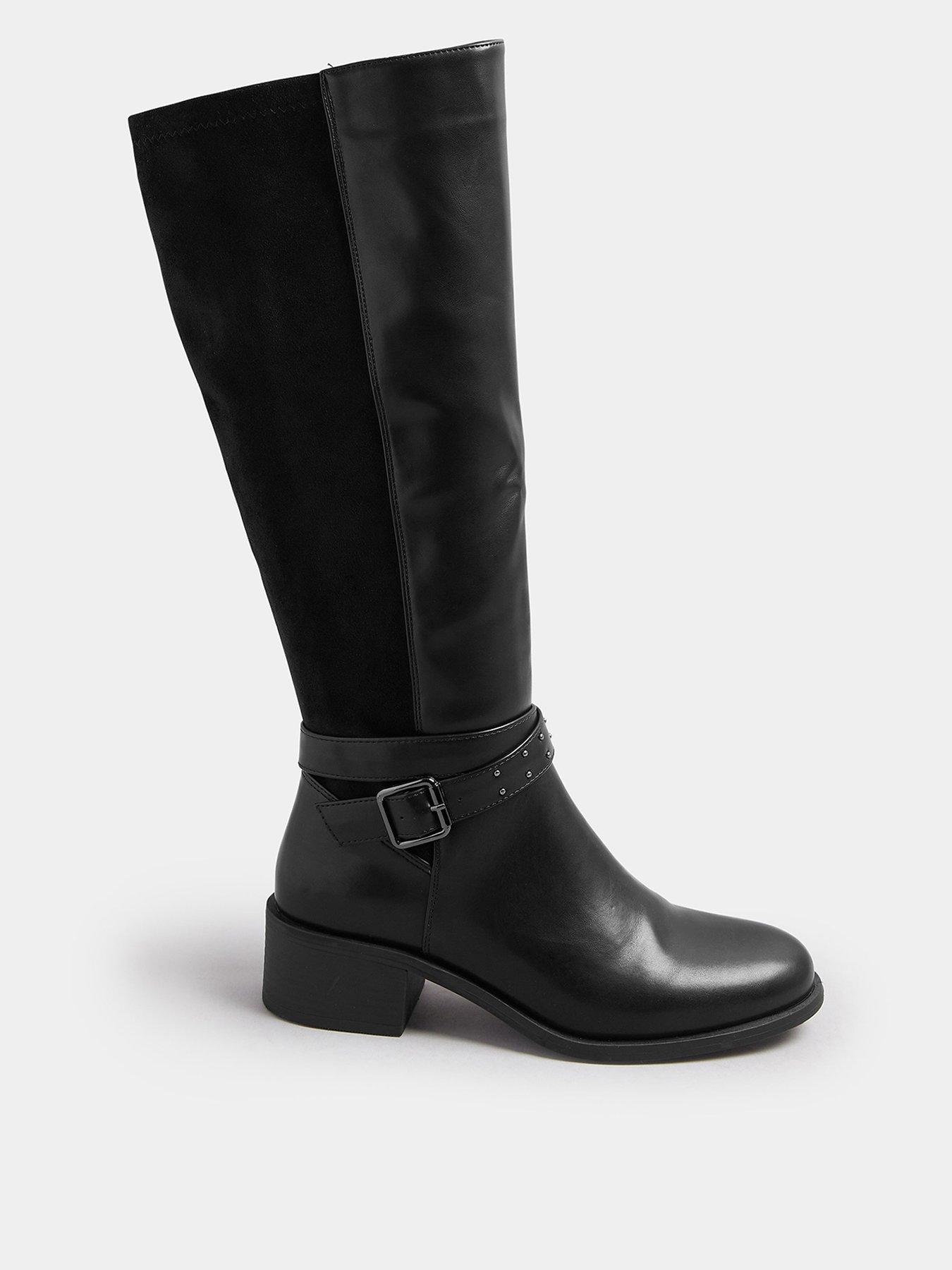 Image 1 of 4 of Yours Wide Fit Block Metal Strap Boot - Black