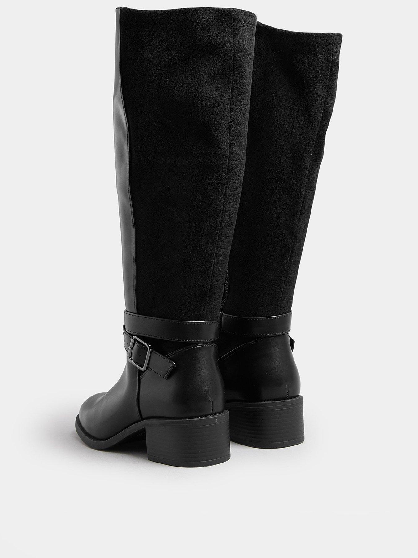 Image 3 of 4 of Yours Wide Fit Block Metal Strap Boot - Black