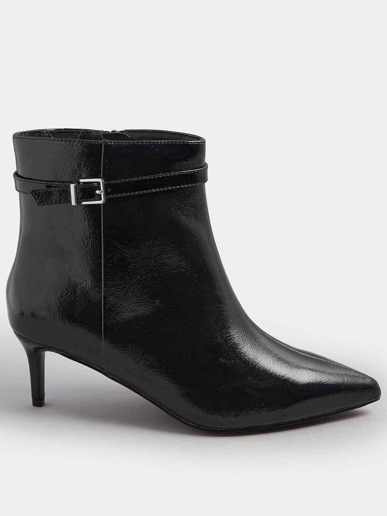 Yours Extra Wide Fit Point Kitten Buckle Boot - Black