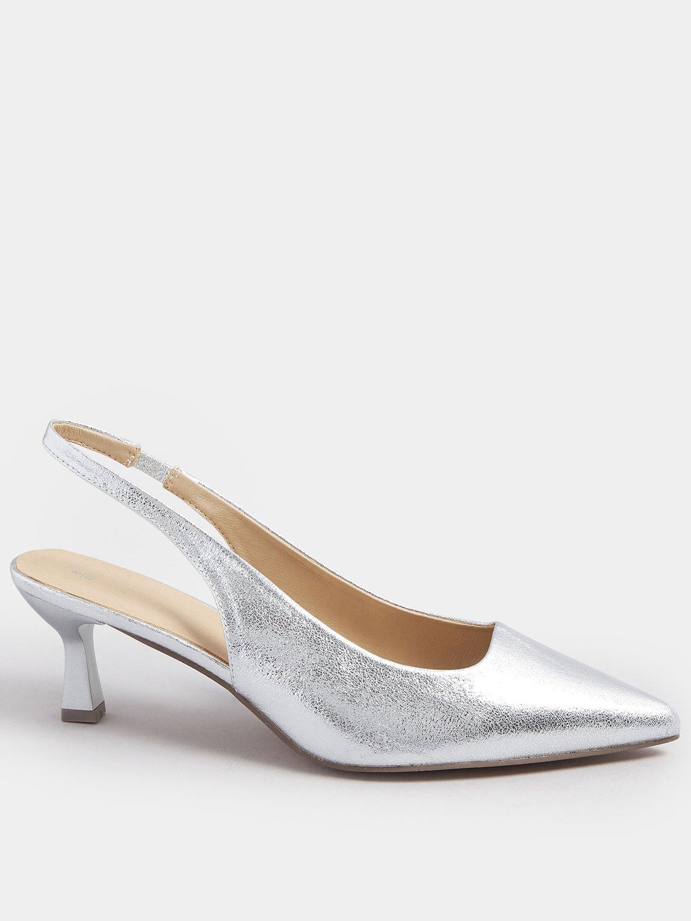 undefined Extra Wide Fit Slingback Court Heel - Silver