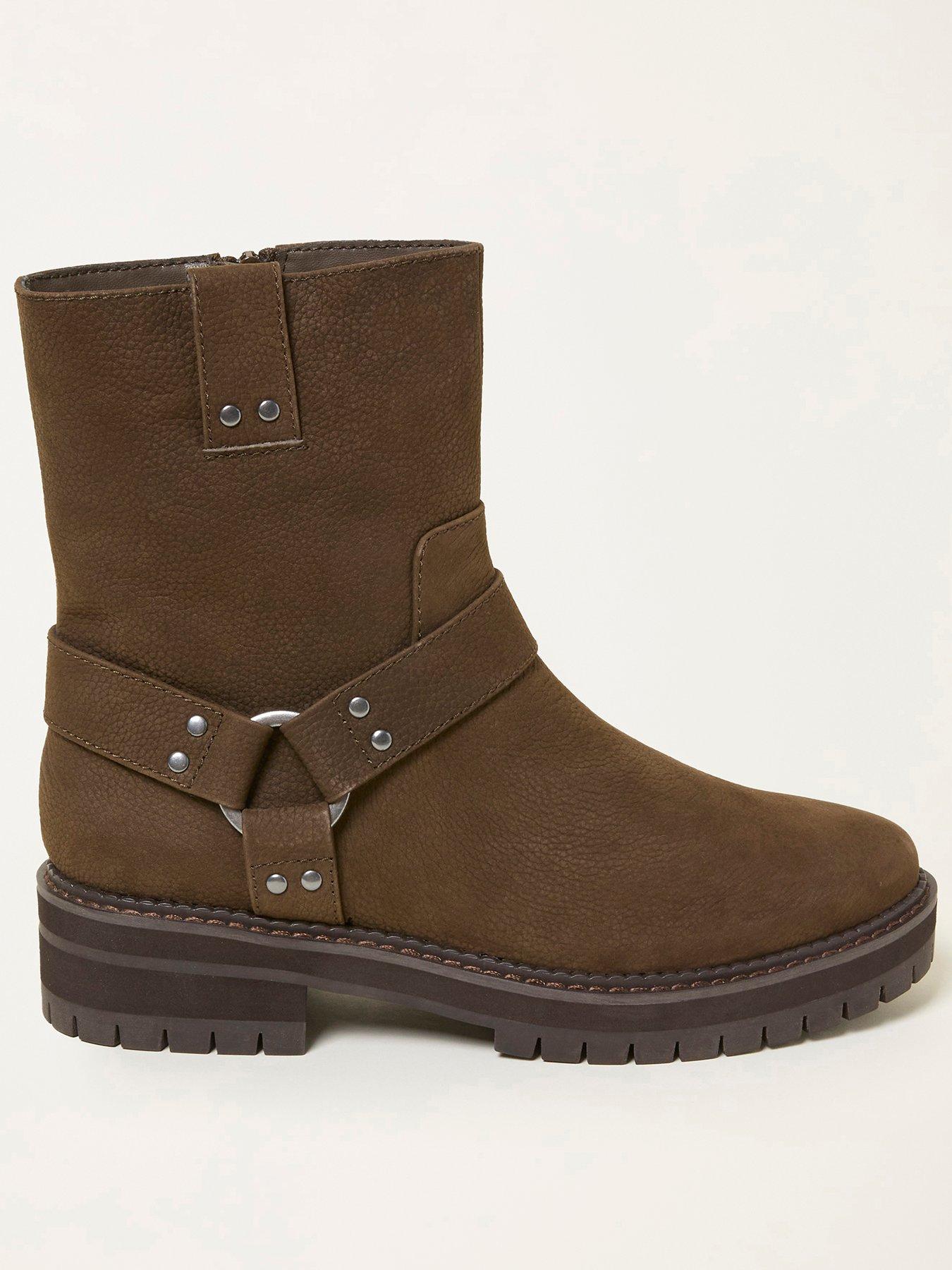Image 1 of 3 of FatFace Leah Biker Boot - Chocolate Brown