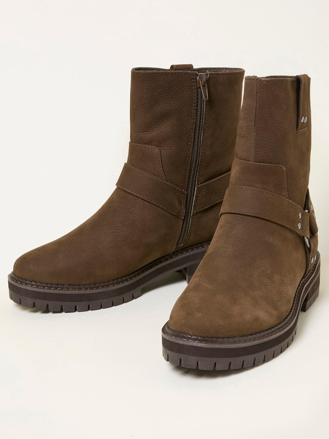 Image 2 of 3 of FatFace Leah Biker Boot - Chocolate Brown