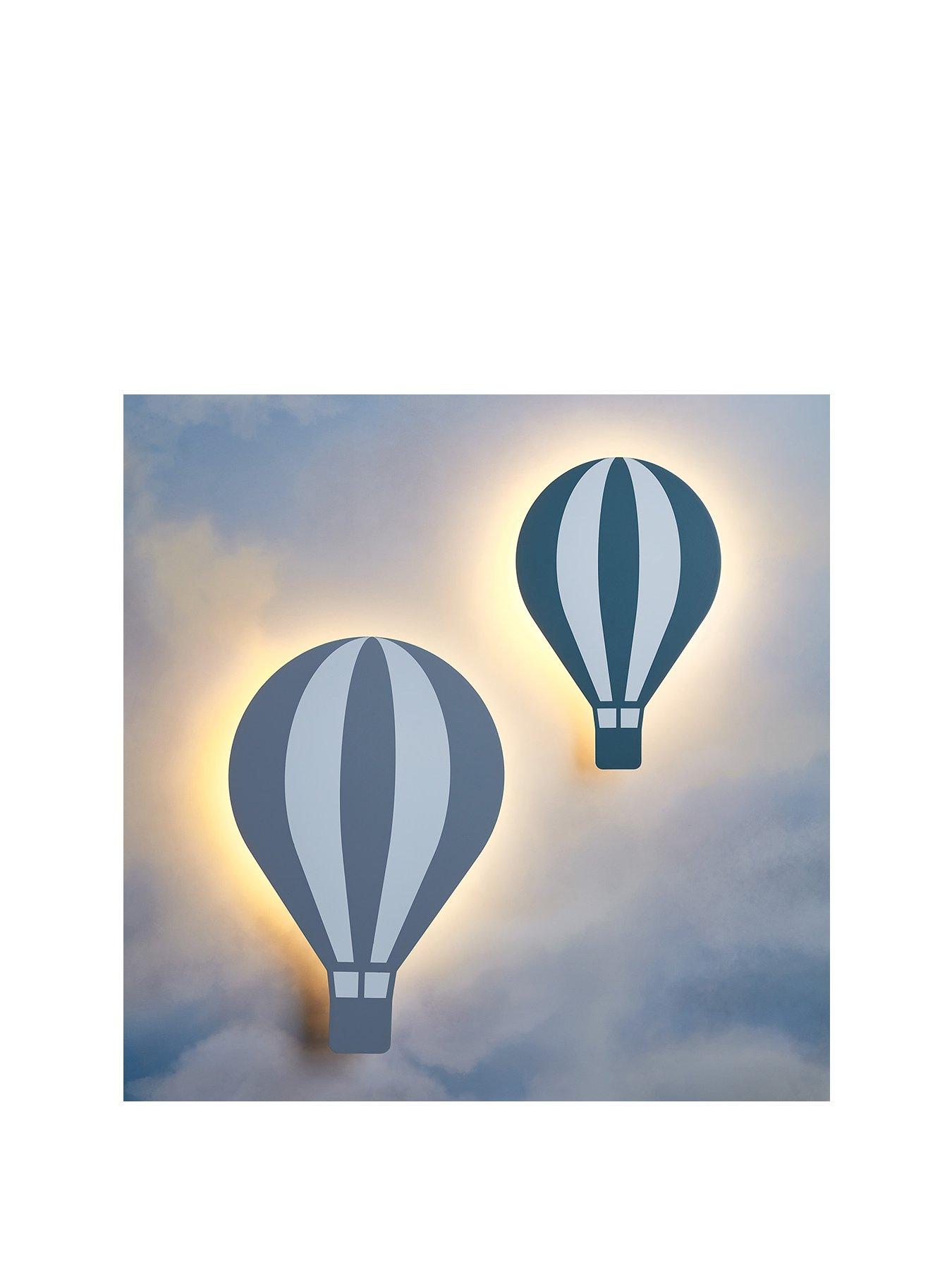  image of lights4fun-hot-air-balloon-childrens-wall-light-duo