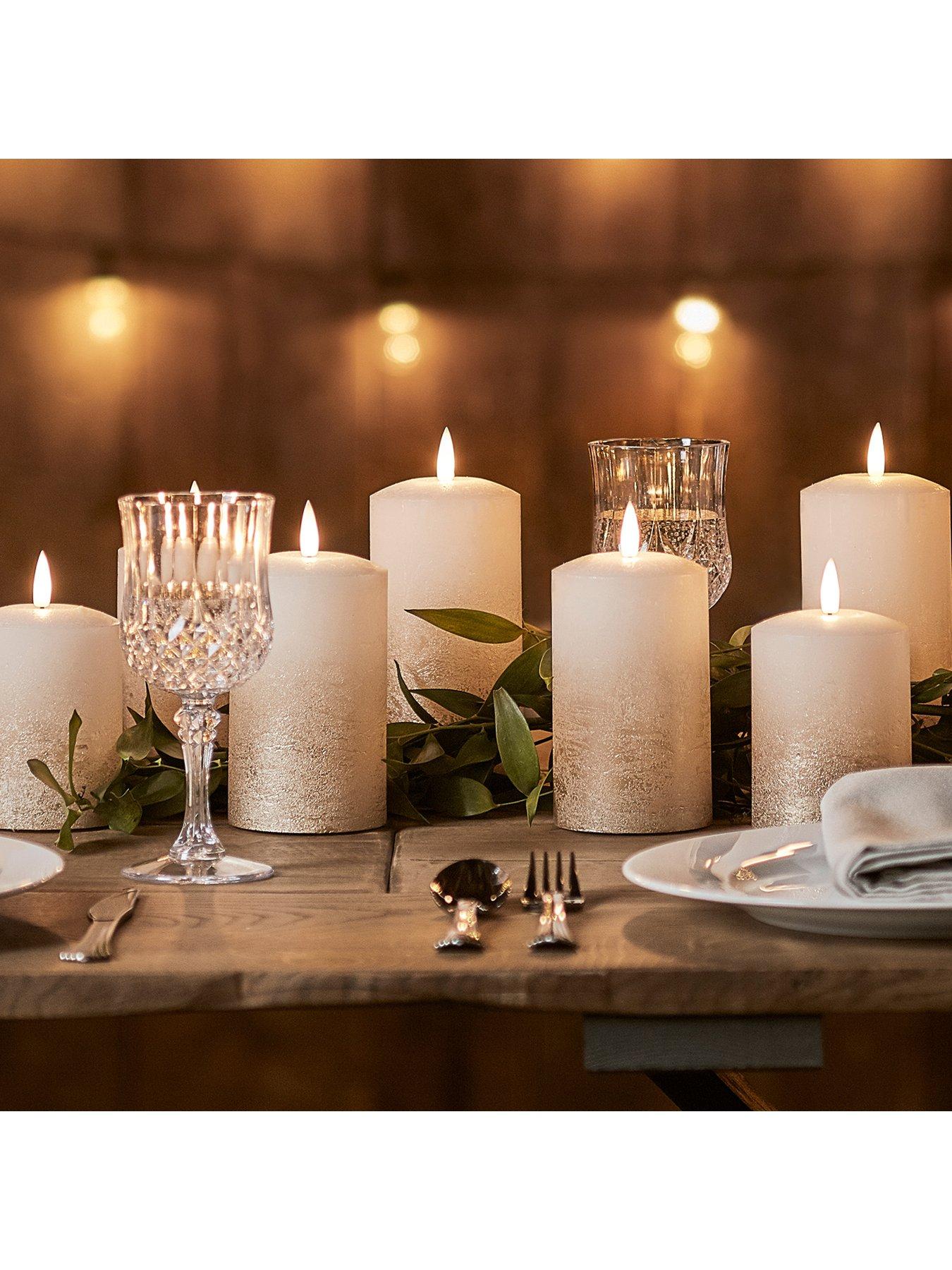  image of lights4fun-truglow-bronze-ombre-led-pillar-candle-trio