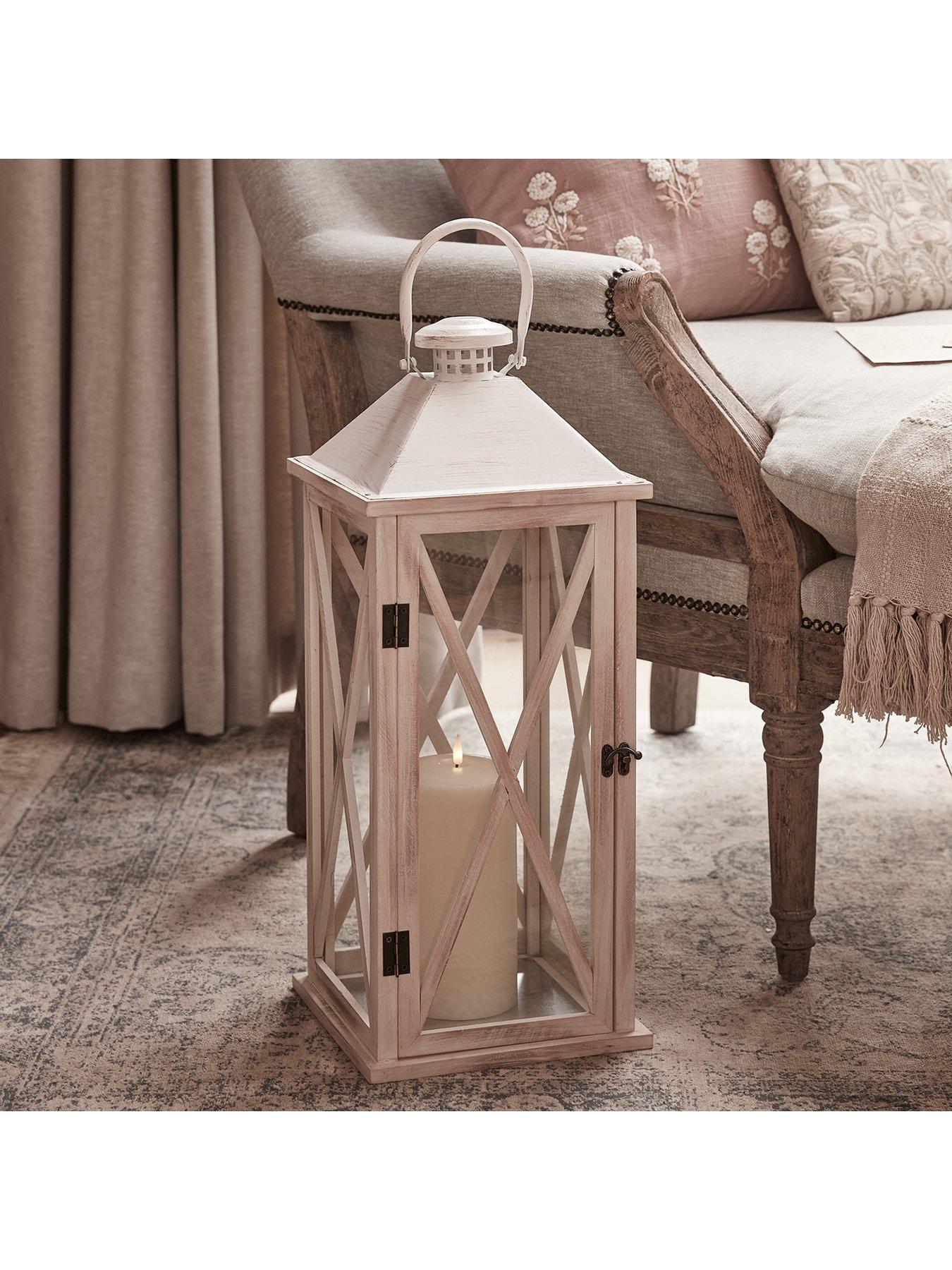  image of lights4fun-folkestone-large-wooden-lantern-with-truglow-candle