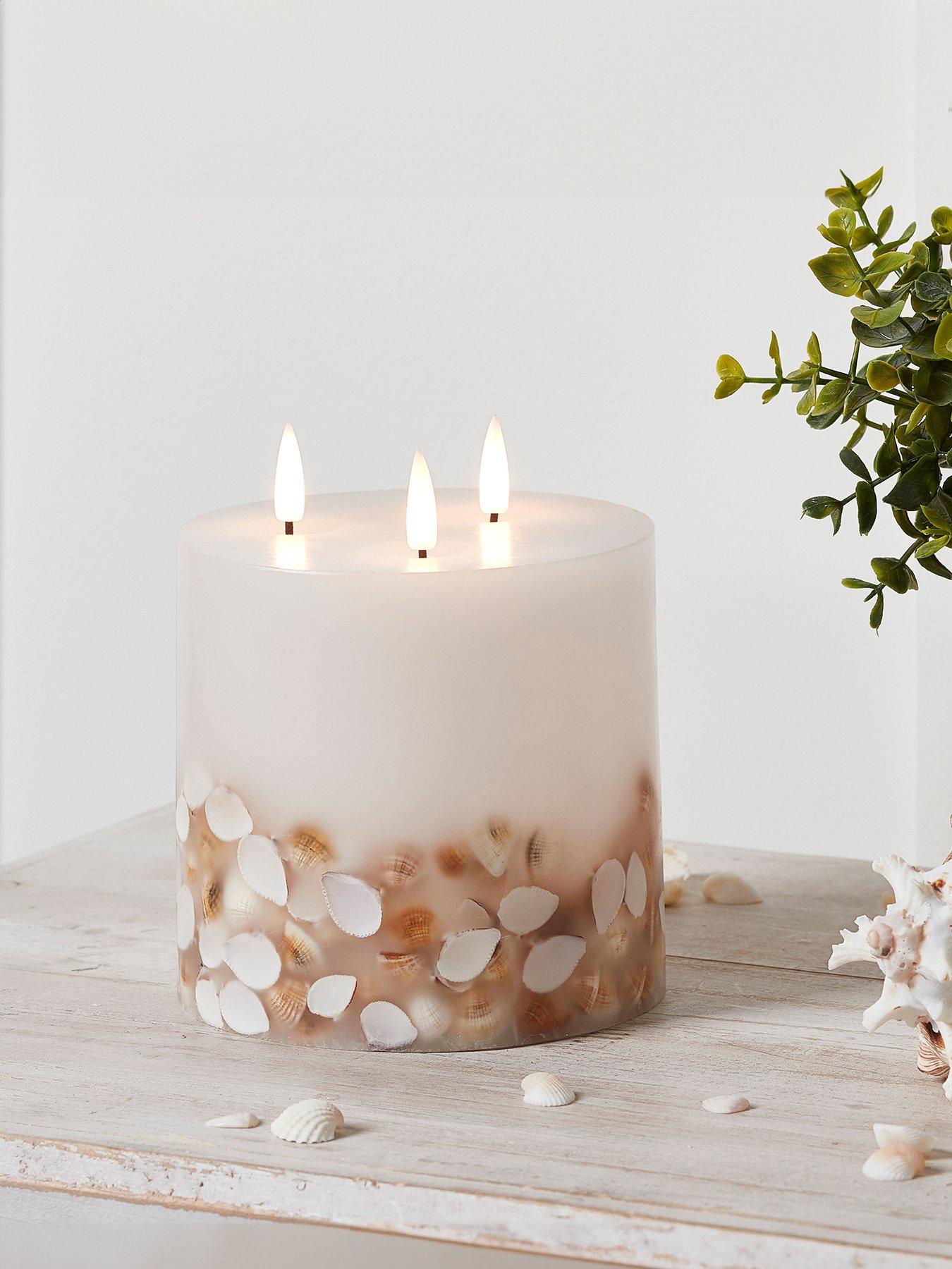  image of lights4fun-truglow-led-shell-3-wick-candle