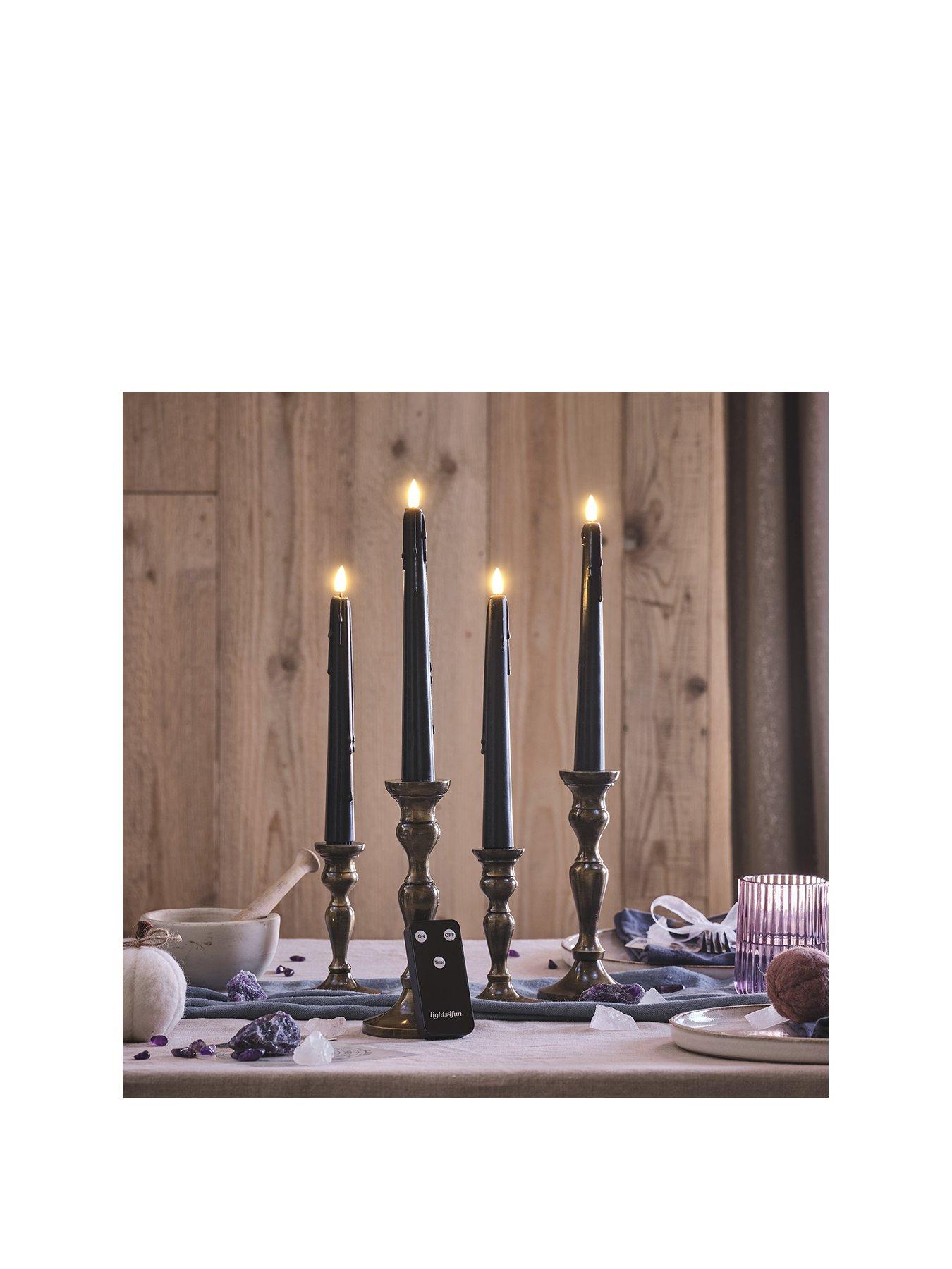 Image 2 of 3 of Lights4Fun 4 TruGlow Black Dripping Wax LED Taper Candles With Remote Control